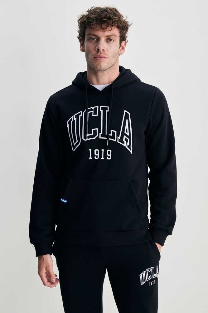 JEPSEN Siyah Kapüşonlu Nakışlı Standard Fit Erkek Sweatshirt