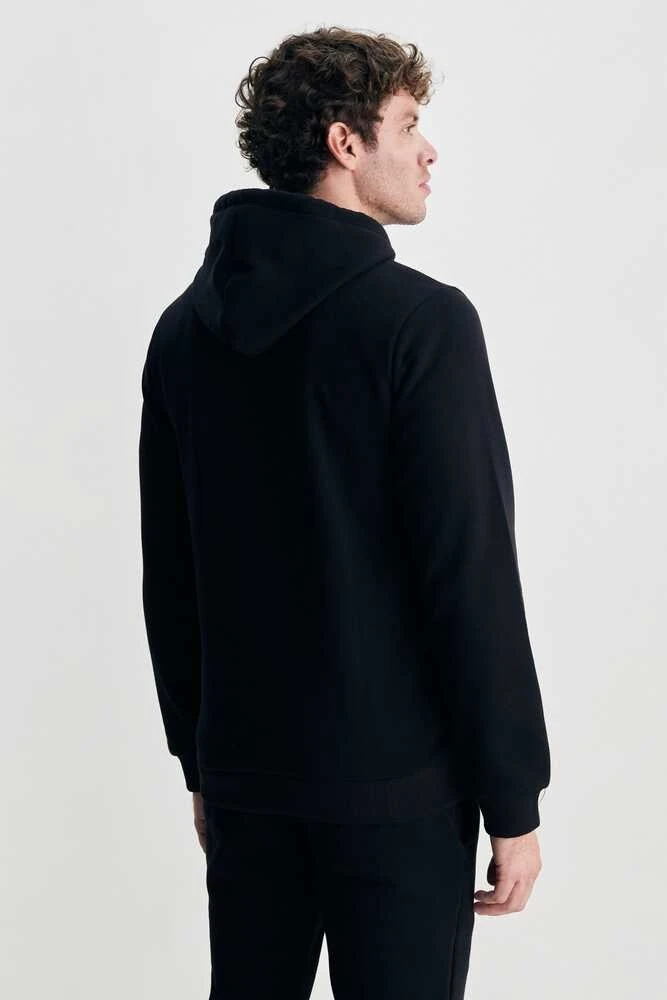 JEPSEN Siyah Kapüşonlu Nakışlı Standard Fit Erkek Sweatshirt