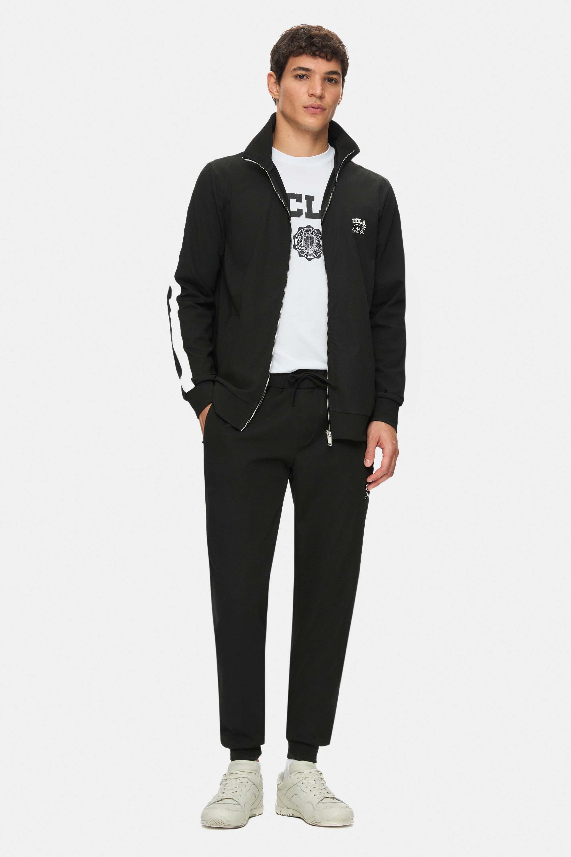 HALSTON Siyah Fermuarlı ve Cepli Baskılı Standard Fit Erkek Sweatshirt