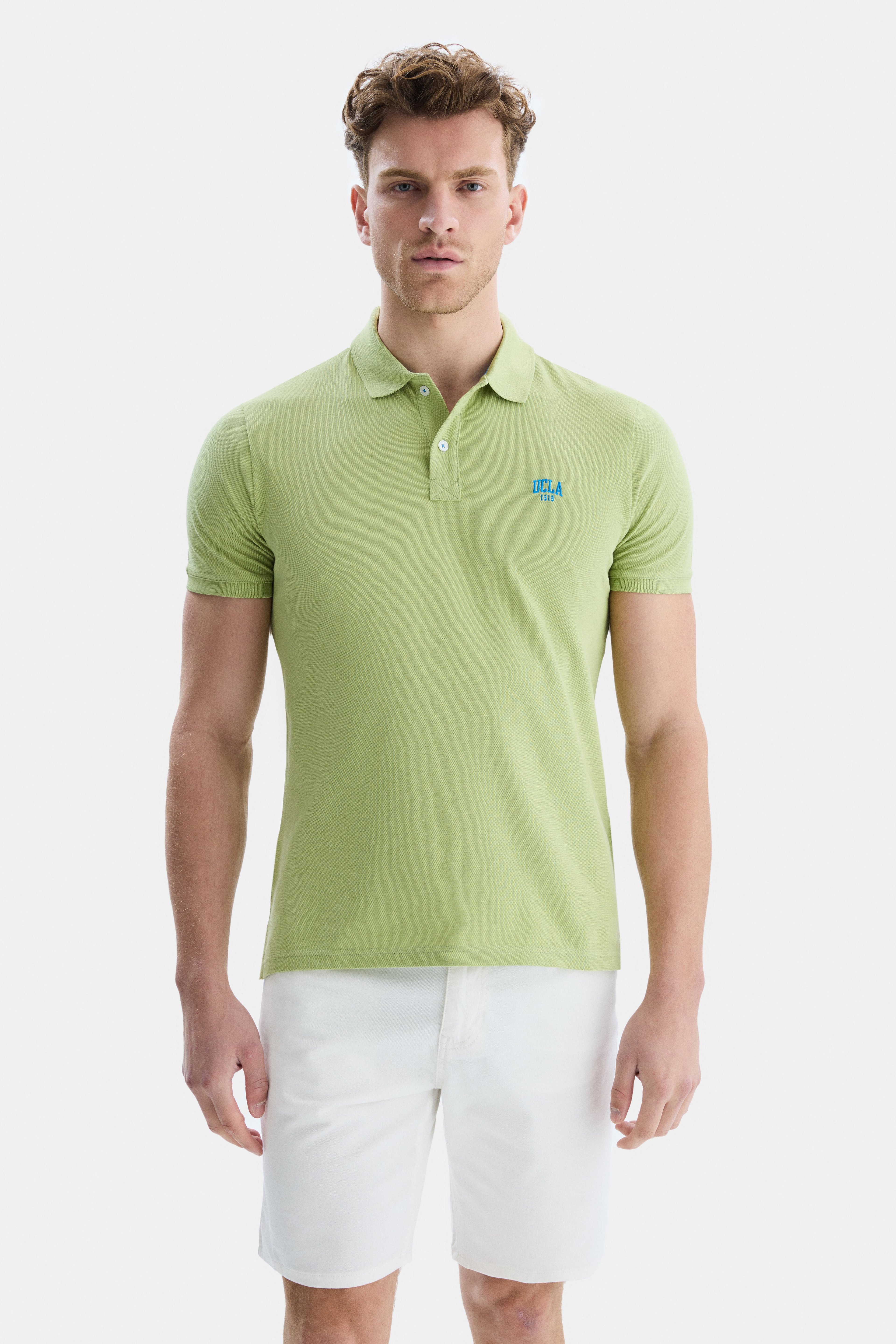 LAKES Açık Yeşil Polo Yaka Nakışlı Standard Fit Erkek Tshirt