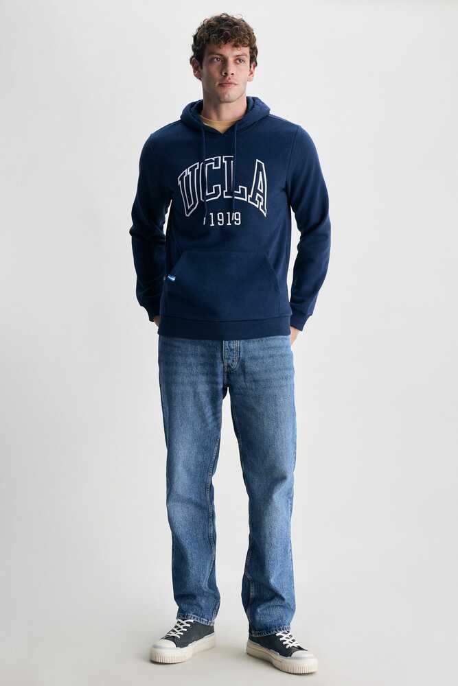 JEPSEN Lacivert Kapüşonlu Nakışlı Standard Fit Erkek Sweatshirt