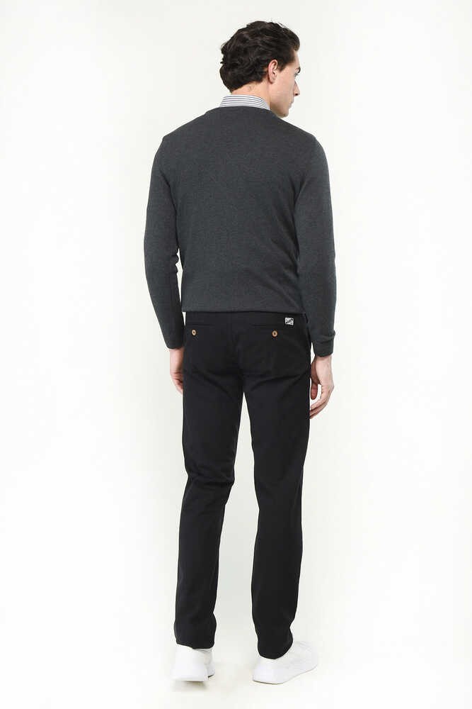 CERRITO Siyah Dokuma Etiketli Cepli Slim Fit Erkek Chino