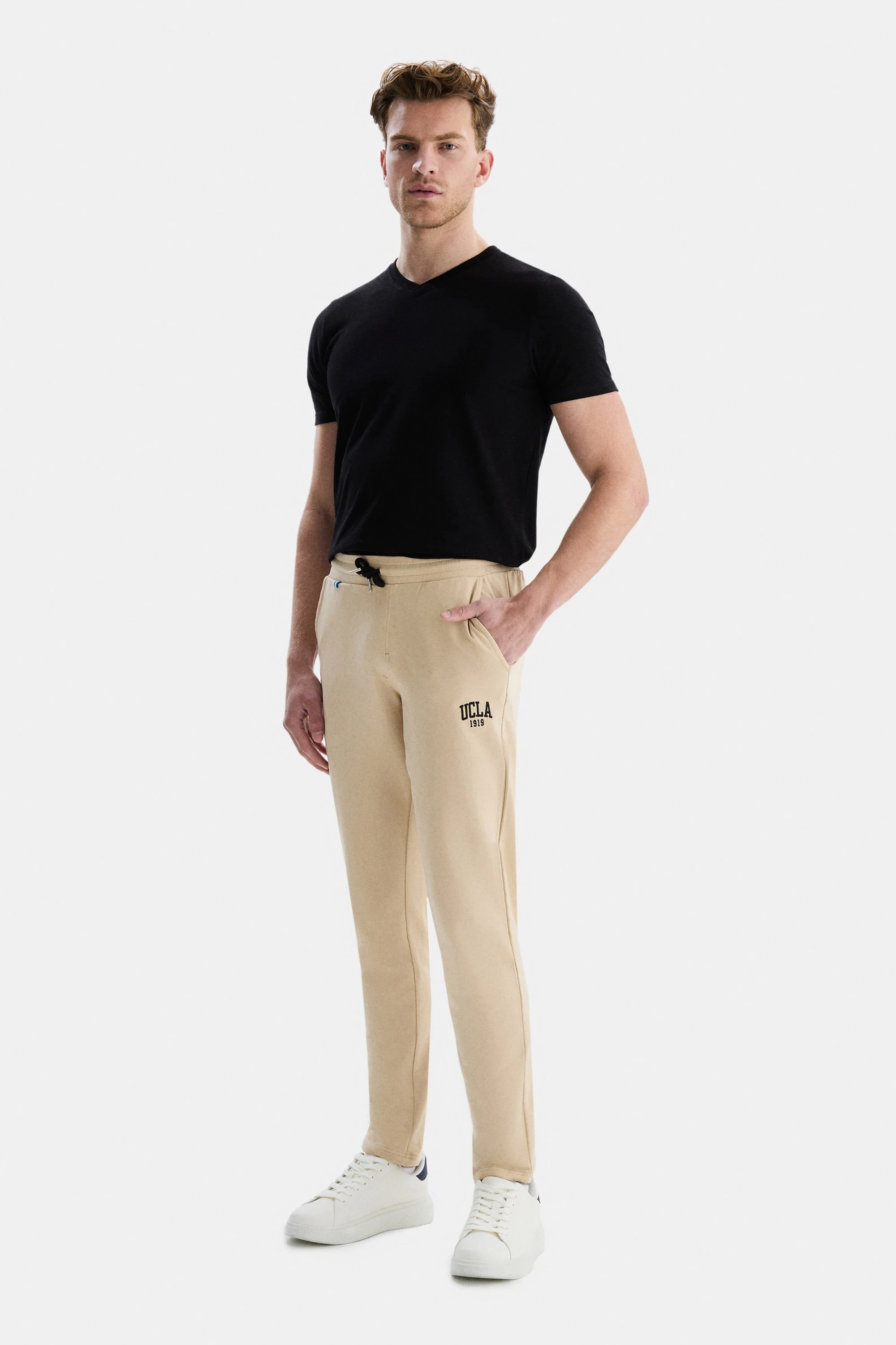 CONNOR Sütlü Kahve Nakışlı Standard Fit Erkek Eşofman Altı