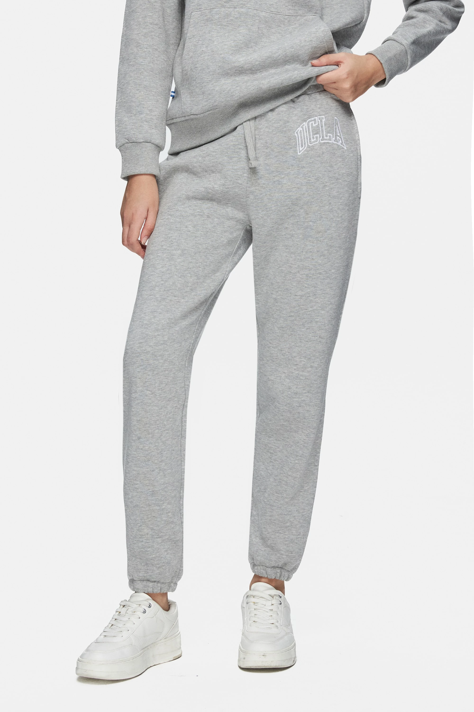 JULES Gri Rahat Paça Nakışlı Şardonlu Standard Fit Kadın Eşofman Altı