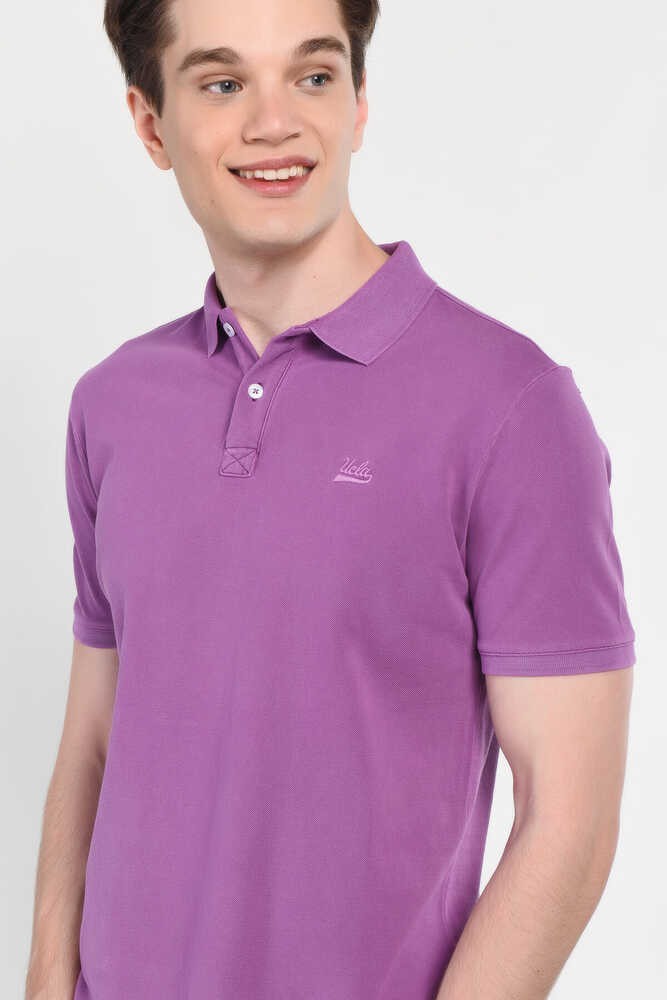 GERARD Mor Polo Yaka Nakışlı Standard Fit Erkek Tshirt