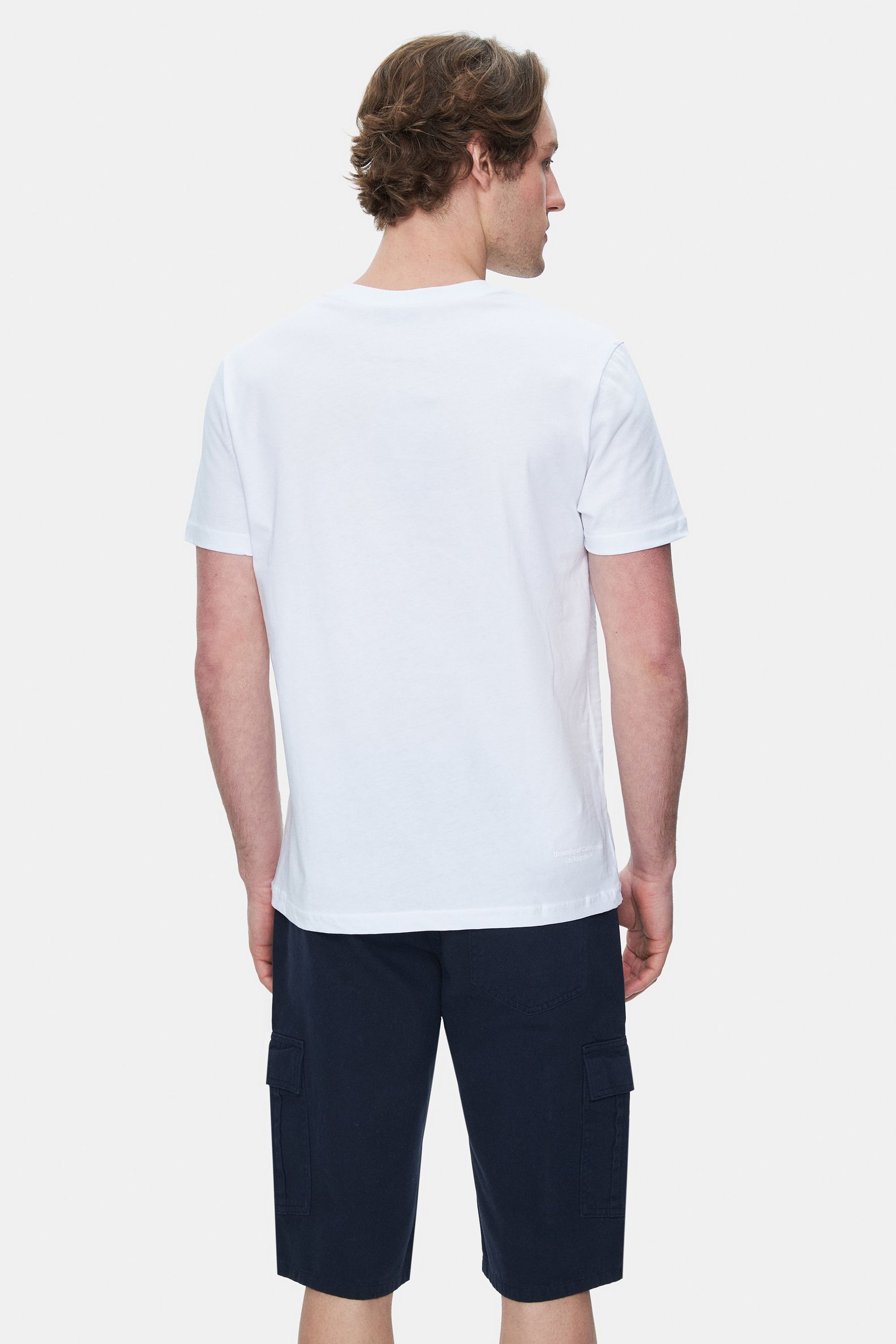BLEWIN Lacivert Kargo Cepli Gabardin Nakışlı Standard Fit Erkek Şort