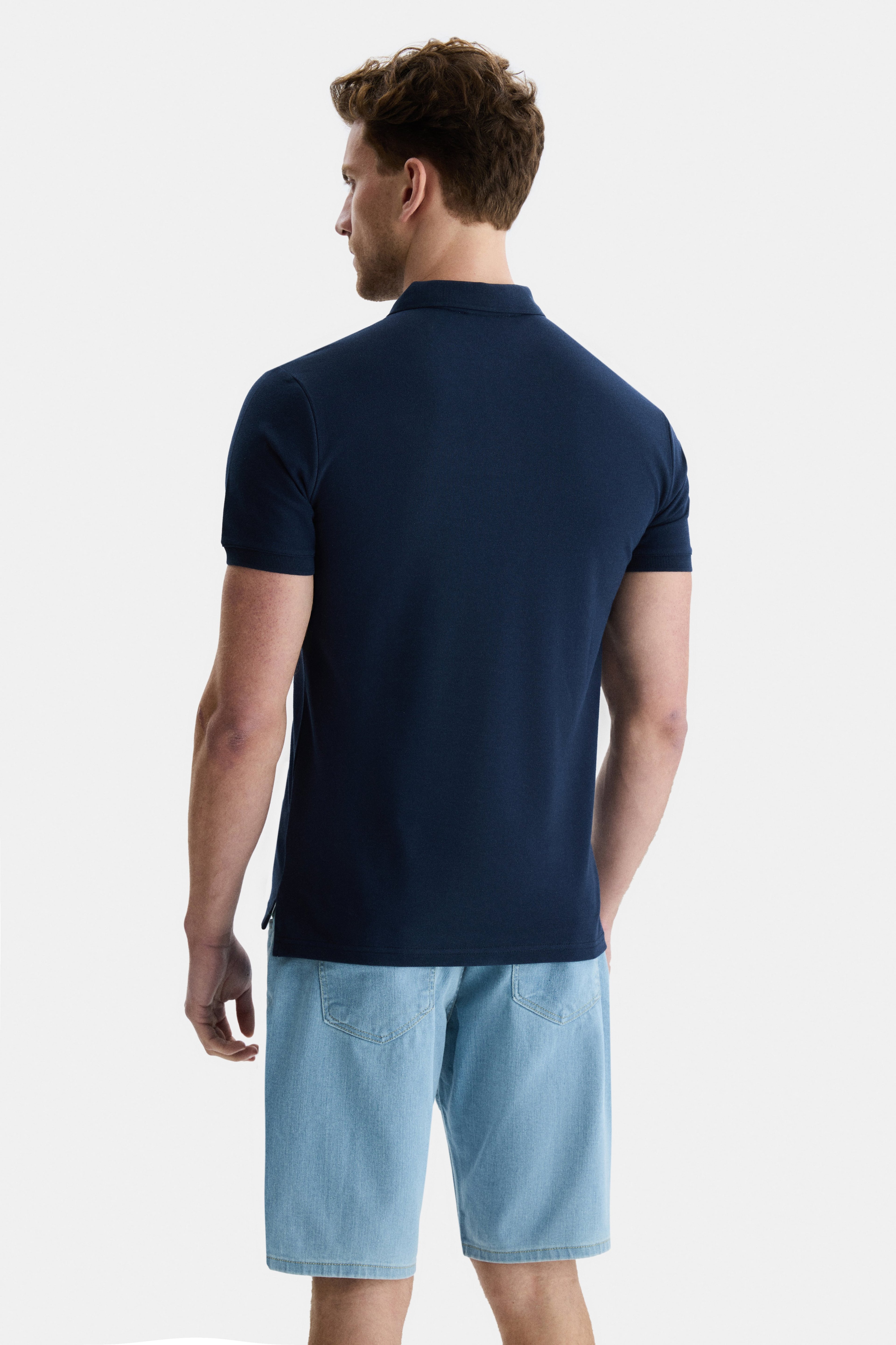 LAKES Lacivert Polo Yaka Nakışlı Standard Fit Erkek Tshirt