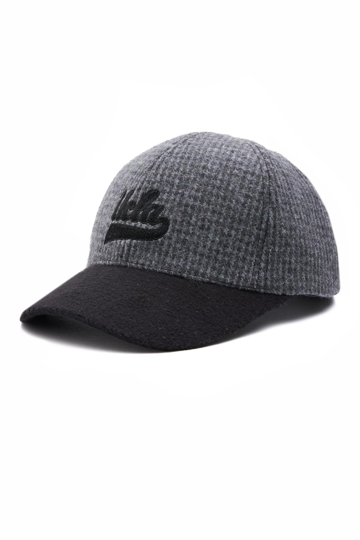 LOGAN Gri Baseball Cap Ekoseli Kaşe Nakışlı ve Metal Tokalı Standard Fit Unisex Şapka