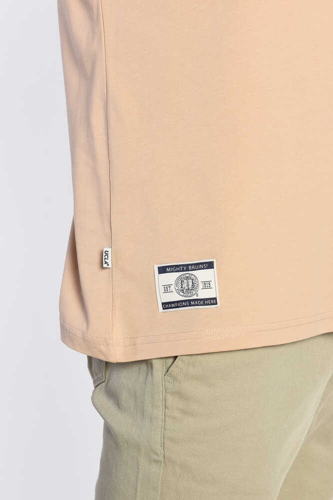 BREA Bej Bisiklet Yaka Baskılı Oversize  Erkek Tshirt
