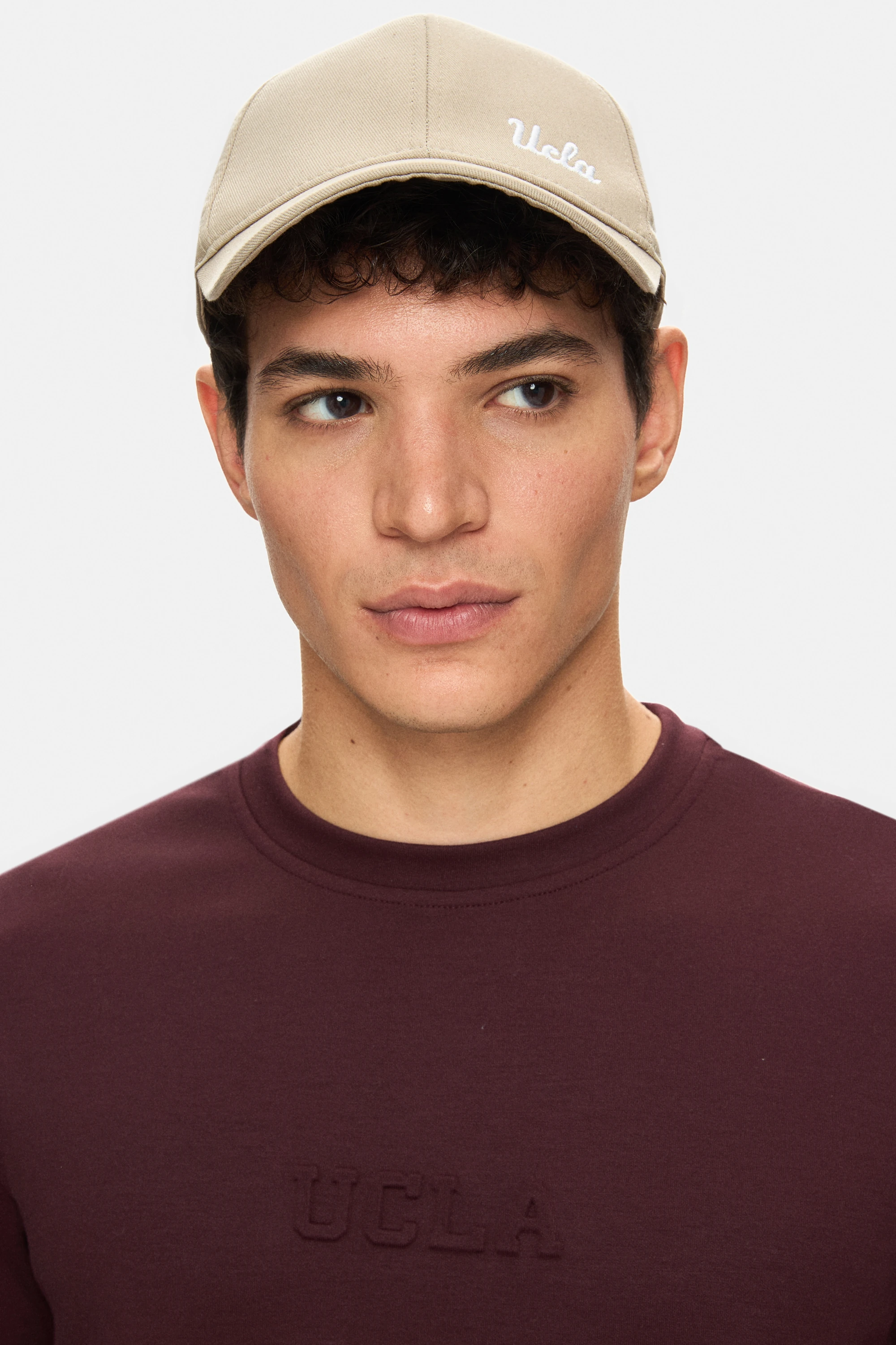 CANARY Bordo Bisiklet Yaka Gofre Baskılı Modal Kumaş Standard Fit Erkek Tshirt