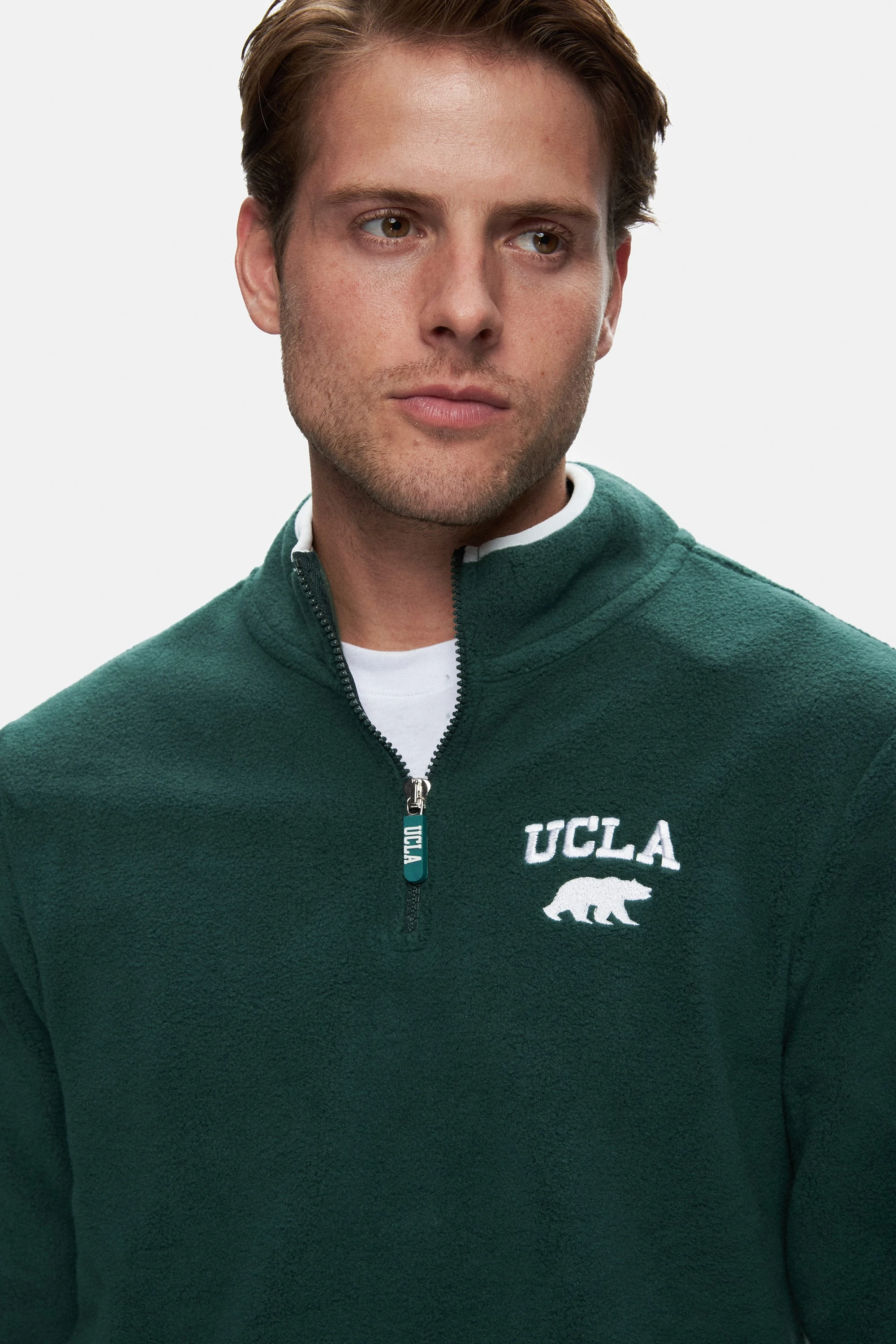 CORNING Yeşil Yarım Fermuarlı Nakışlı Polar Standard Fit Erkek Sweatshirt