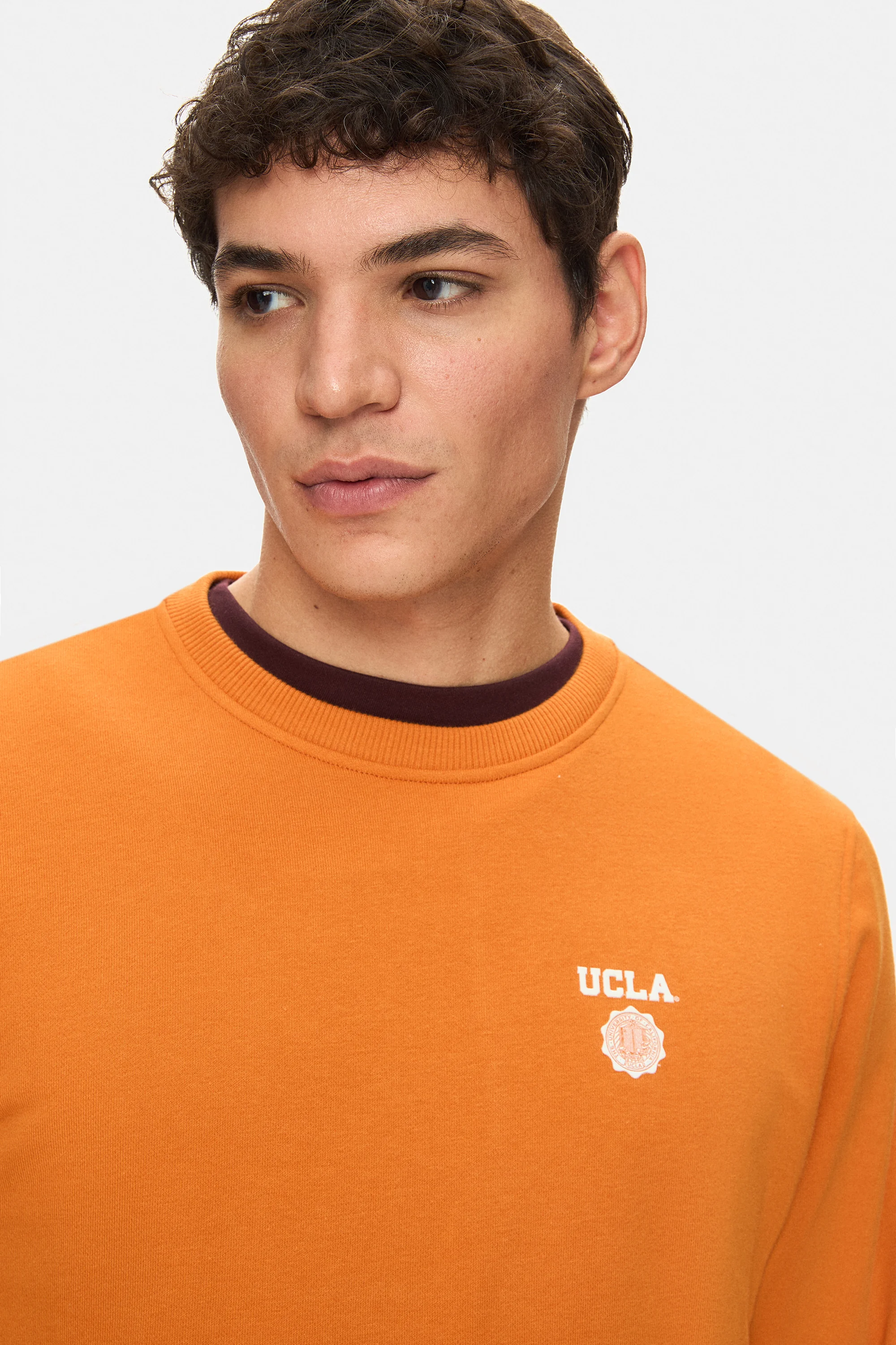 VALLEY Turuncu Bisiklet Yaka Baskılı Standard Fit Erkek Sweatshirt