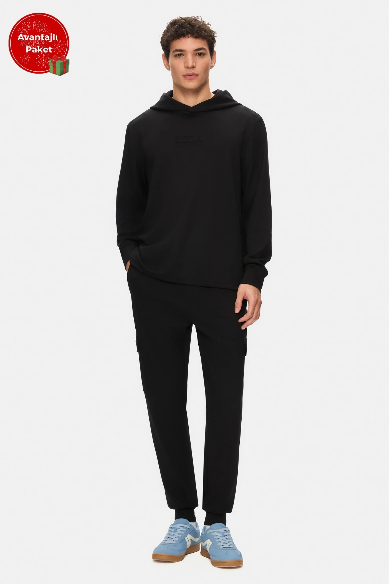 WINFREY-DALEY Siyah Gofre Baskılı Modal Kumaş Standard Fit Erkek Takım