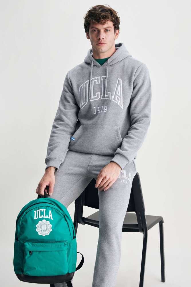 JEPSEN Gri Kapüşonlu Nakışlı Standard Fit Erkek Sweatshirt