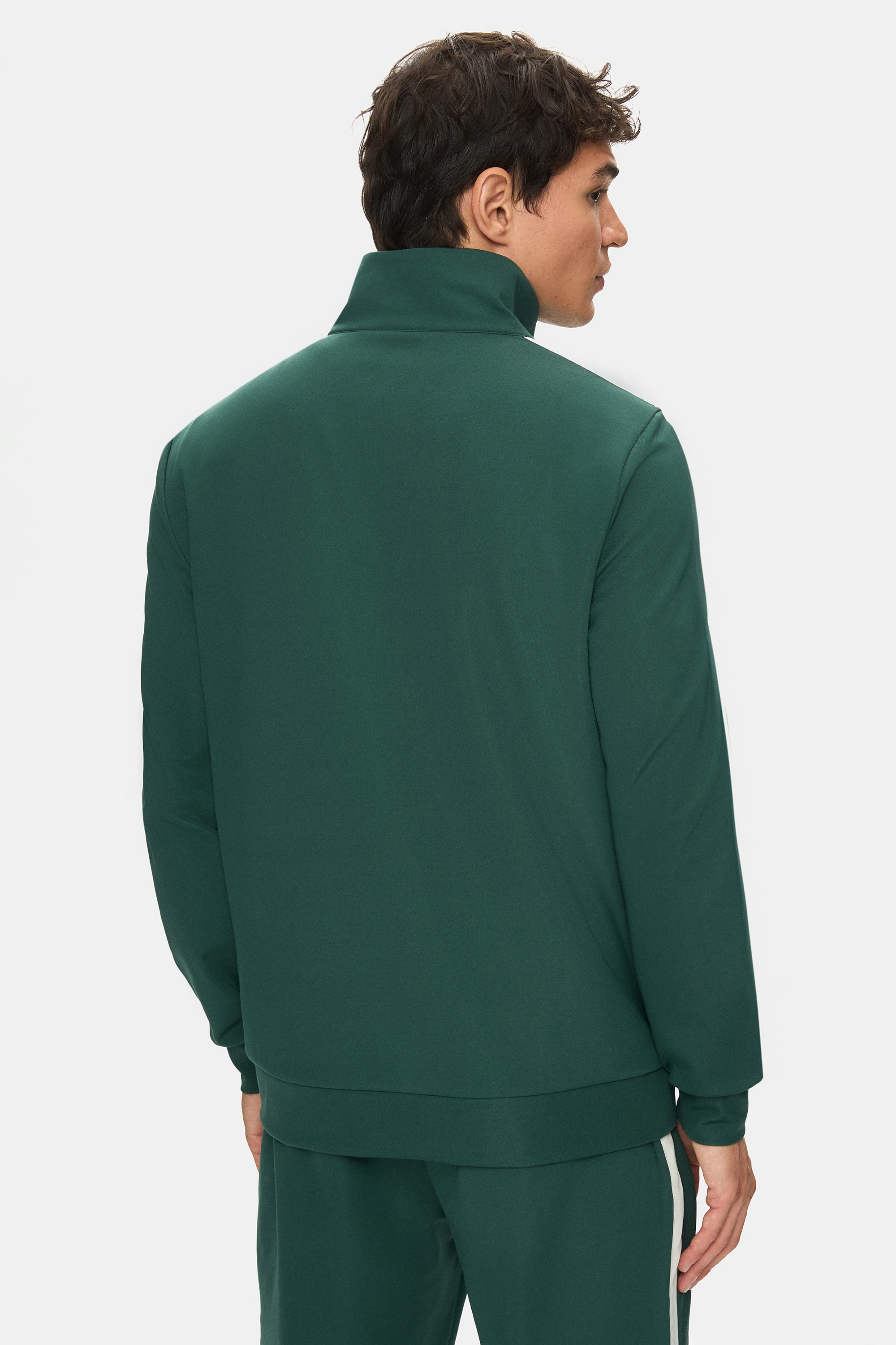 HALSTON Koyu Yeşil Fermuarlı ve Cepli Nakışlı Standard Fit Erkek Sweatshirt