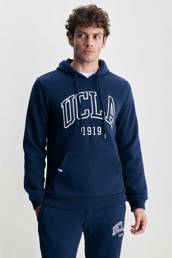 JEPSEN Lacivert Kapüşonlu Nakışlı Standard Fit Erkek Sweatshirt