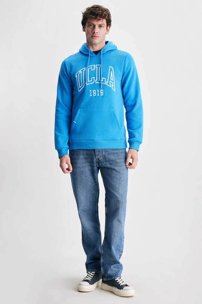 JEPSEN Mavi Kapüşonlu Nakışlı Standard Fit Erkek Sweatshirt