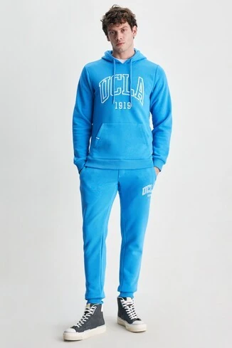 OTTO Açık Mavi Rahat Paça Nakışlı Standard Fit Erkek Eşofman Altı