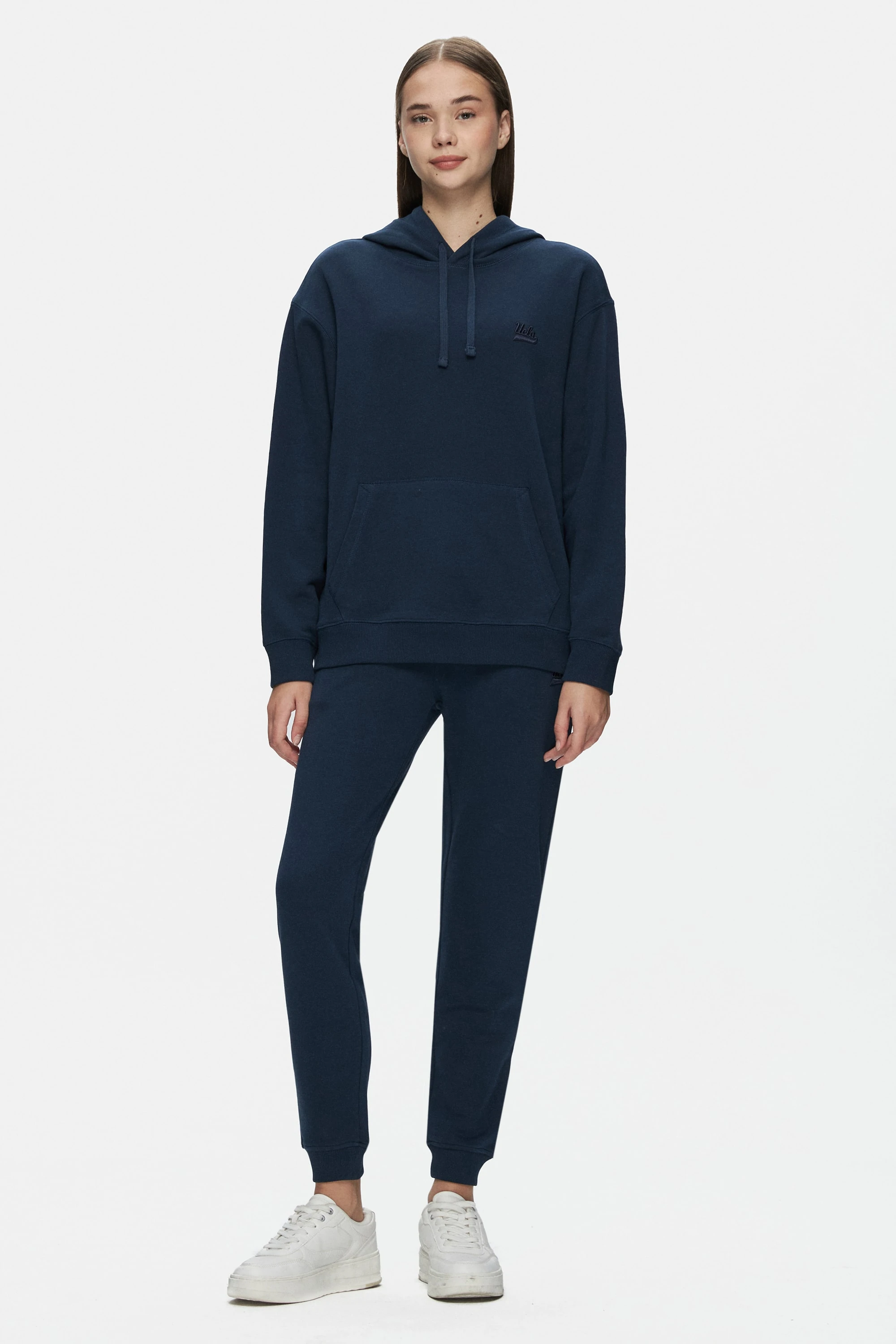 JATAVIA Lacivert Paçası Lastikli Nakışlı Standard Fit Kadın Eşofman Altı