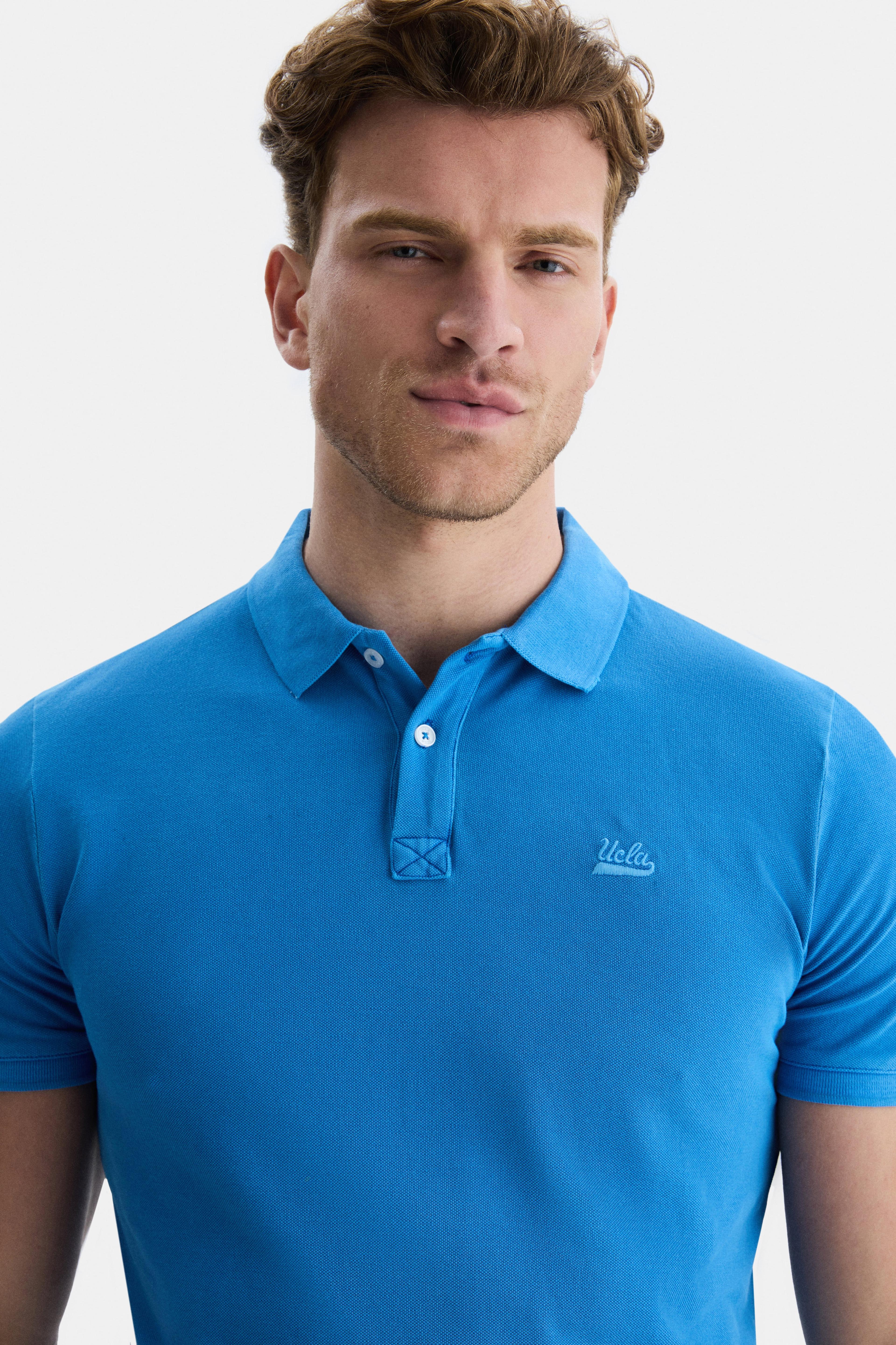 GERARD Mavi Polo Yaka Nakışlı Standard Fit Erkek Tshirt