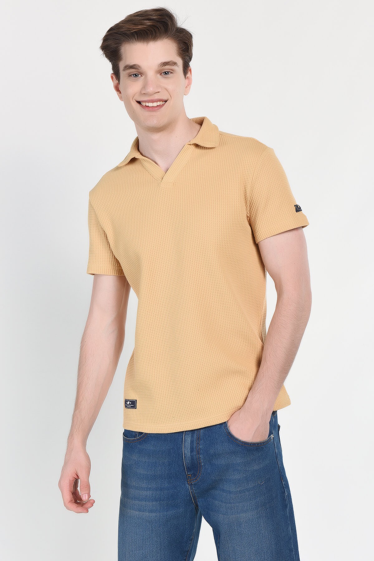 RUSSEL Kahve Polo Yaka baskılı Standard Fit Erkek Tshirt