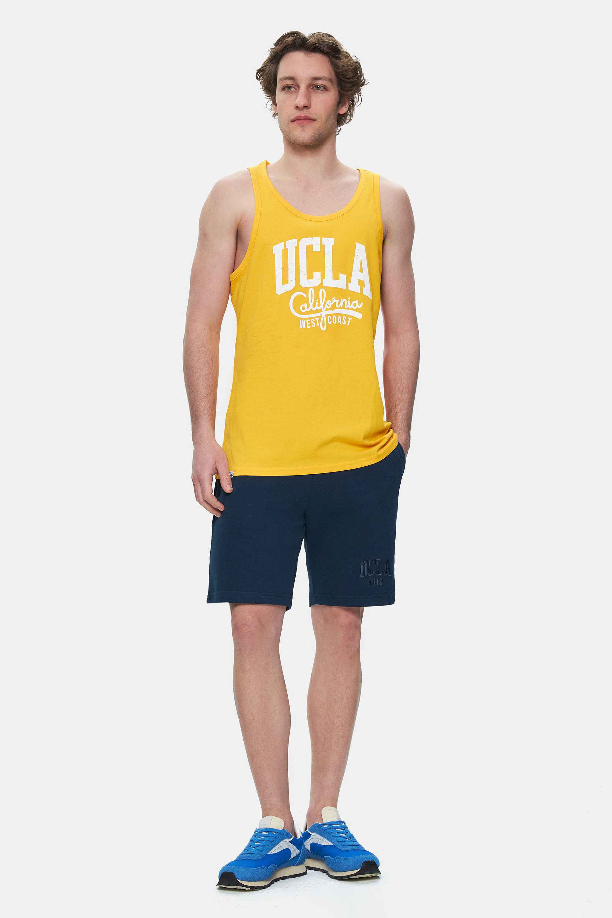 PEBBLE Sarı Sıfır Kol Baskılı Oversize Erkek Tshirt