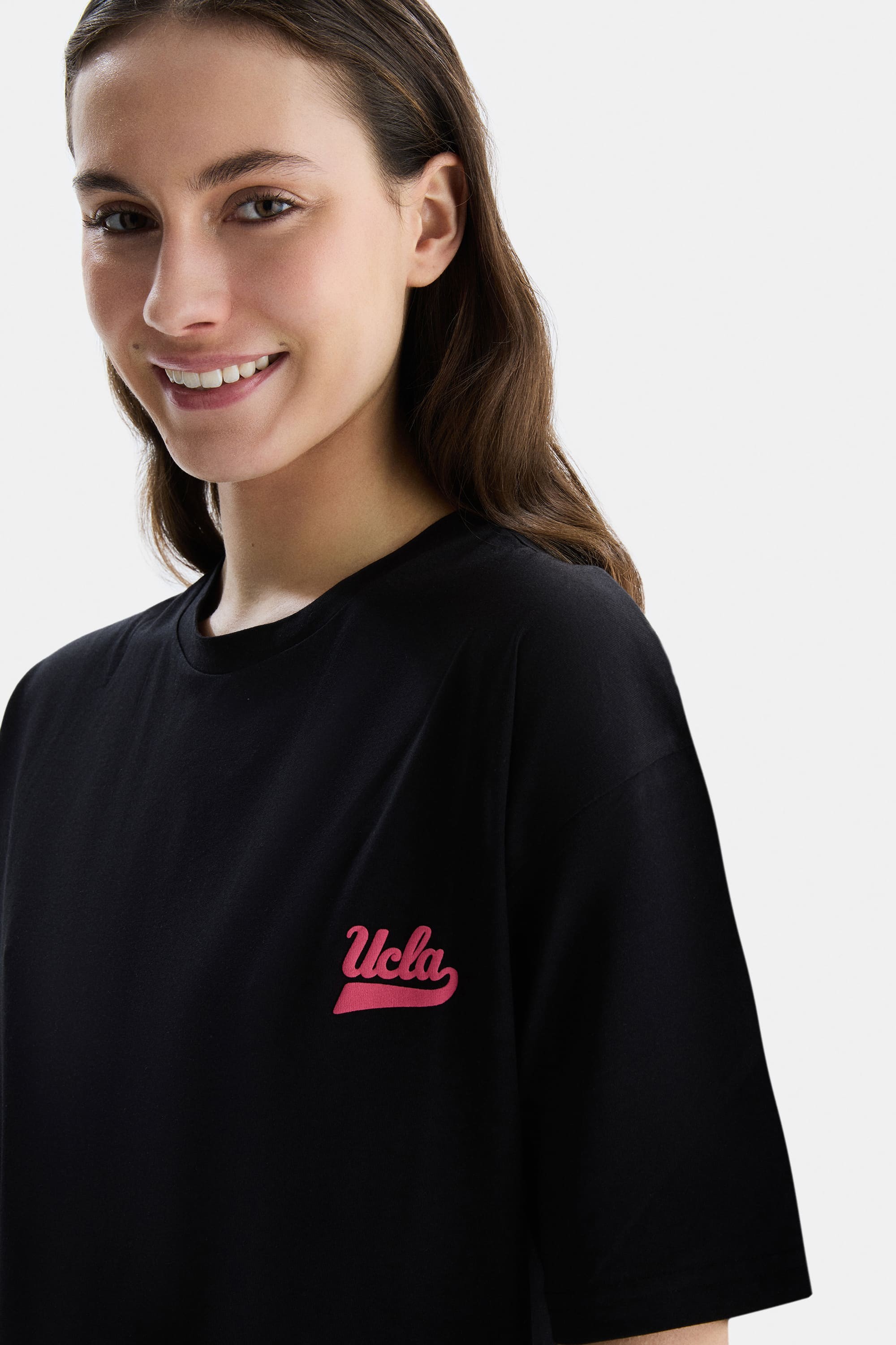 PARADISO Siyah Bisiklet Yaka baskılı Oversize Kadın Tshirt