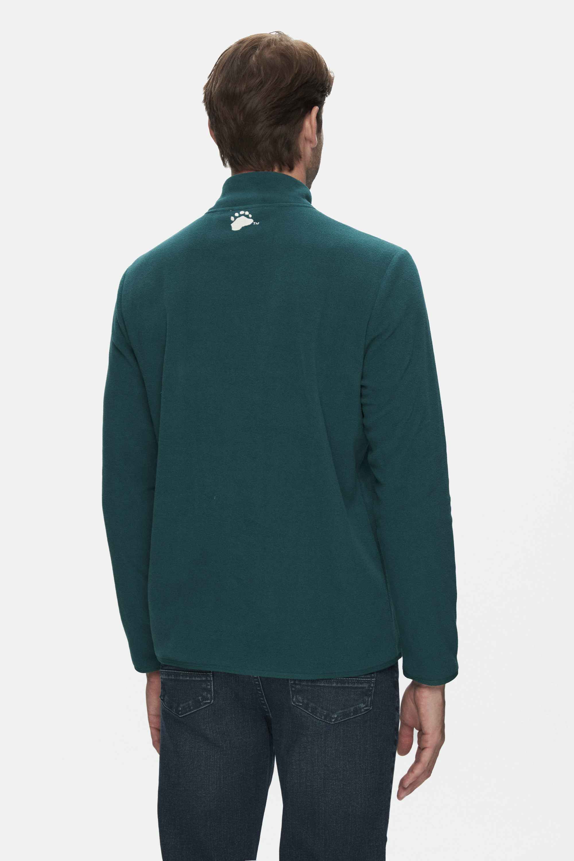 GREMIO Yeşil Polar Dik Yaka Nakışlı Standard Fit Erkek Sweatshirt