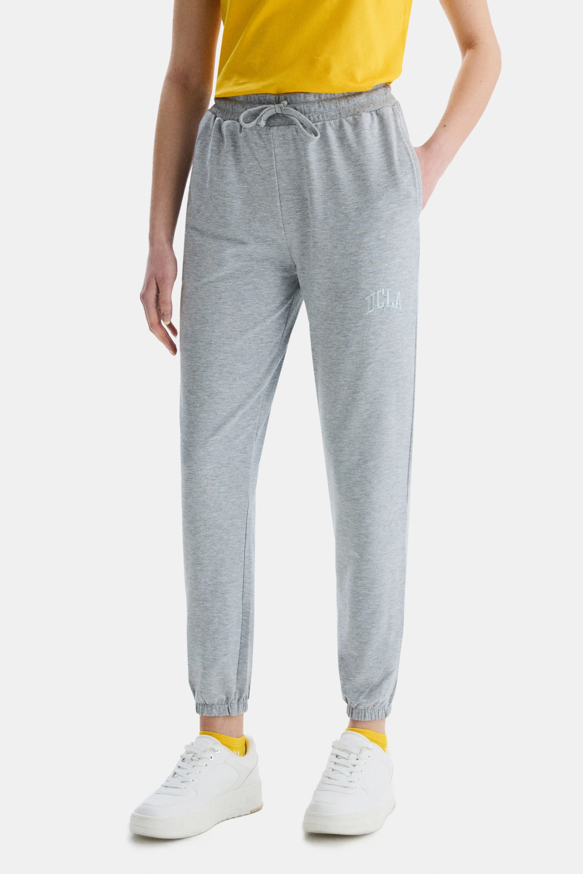 JEZEBEL Gri Paçası Lastikli Nakışlı Standard Fit Kadın Eşofman Altı