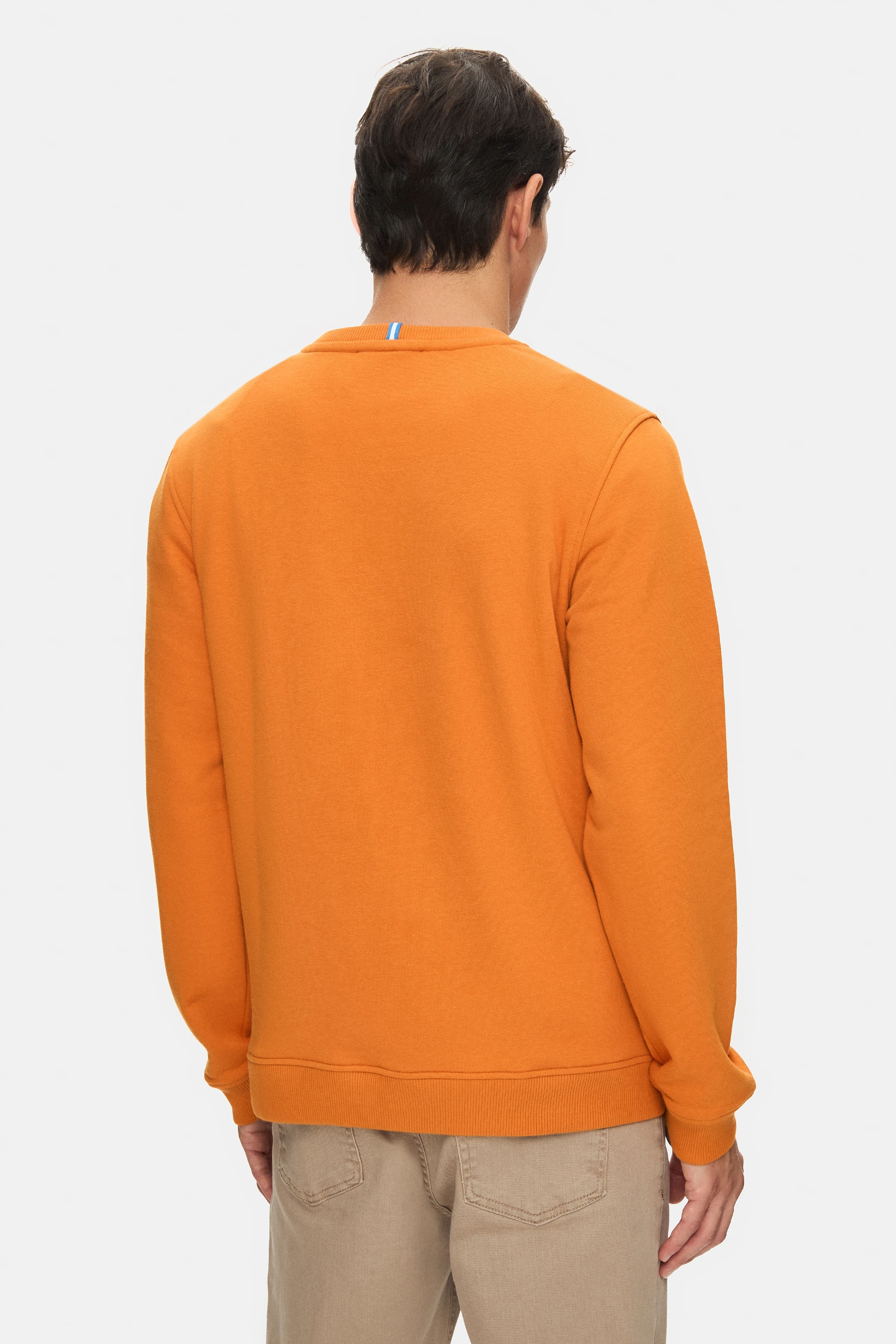 VALLEY Turuncu Bisiklet Yaka Baskılı Standard Fit Erkek Sweatshirt