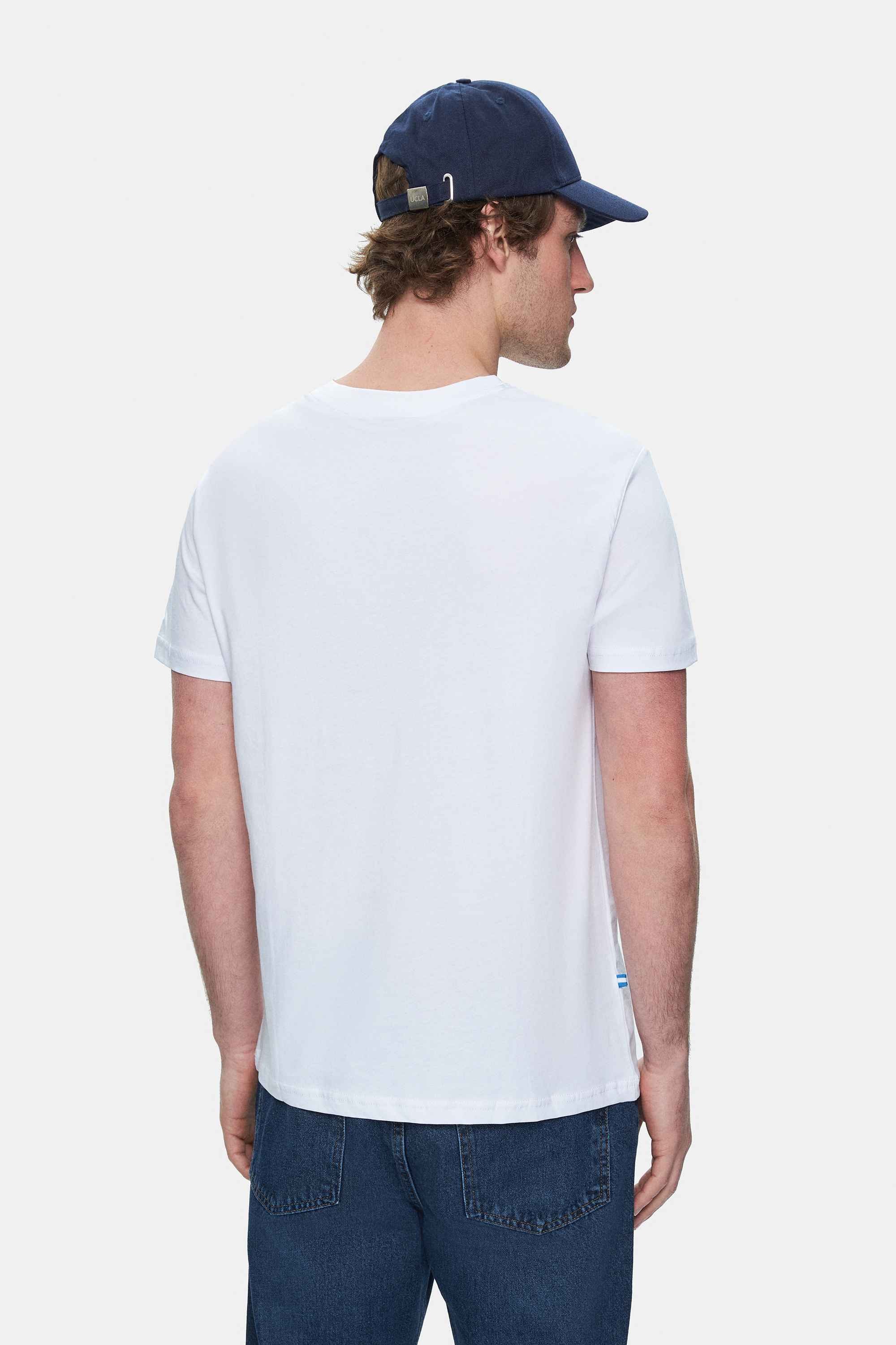 SHERMAN Beyaz Bisiklet Yaka Baskılı Standard Fit Erkek Tshirt