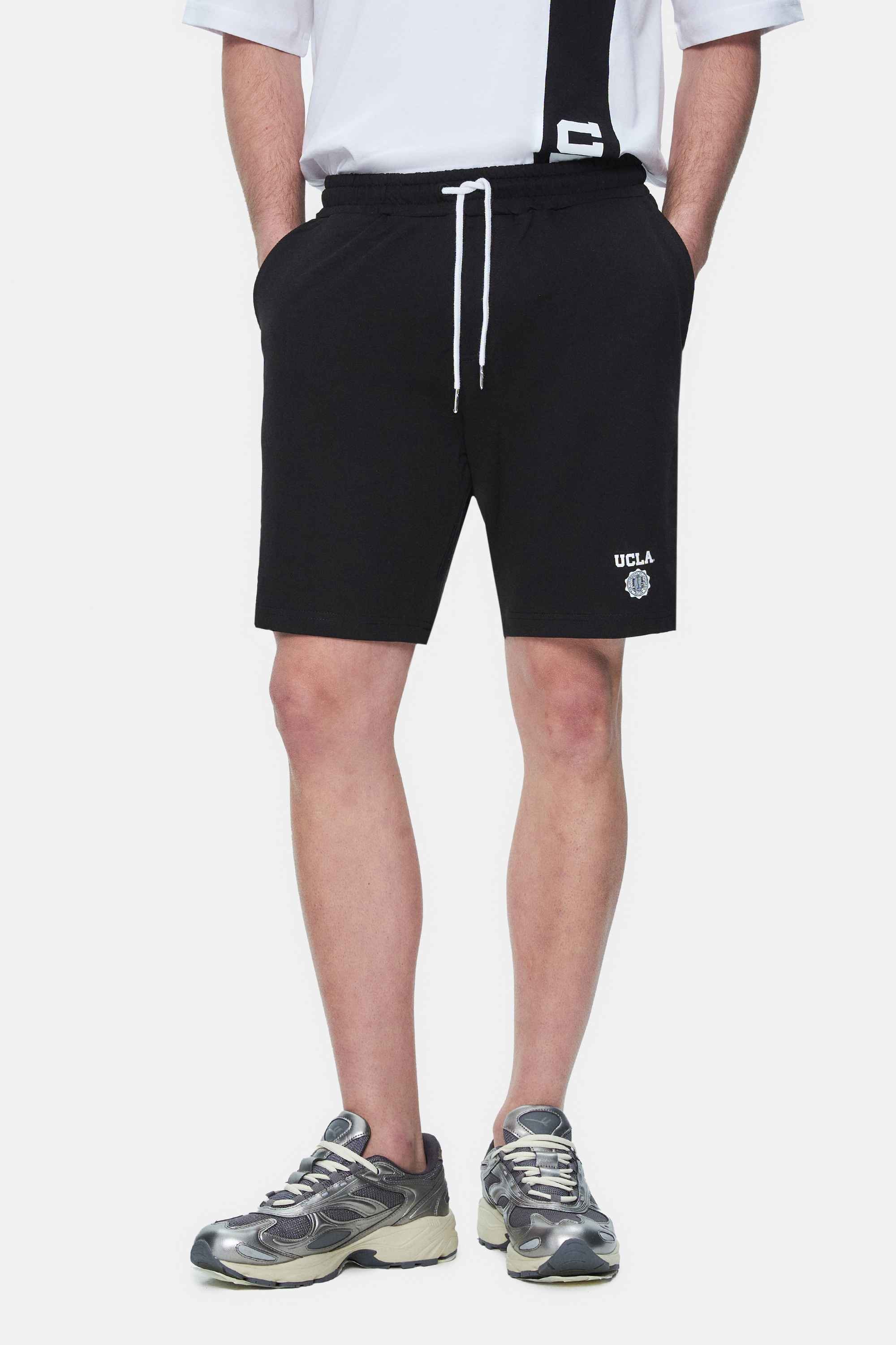 FOWLER Siyah Baskılı Standard Fit Erkek Örme Şort