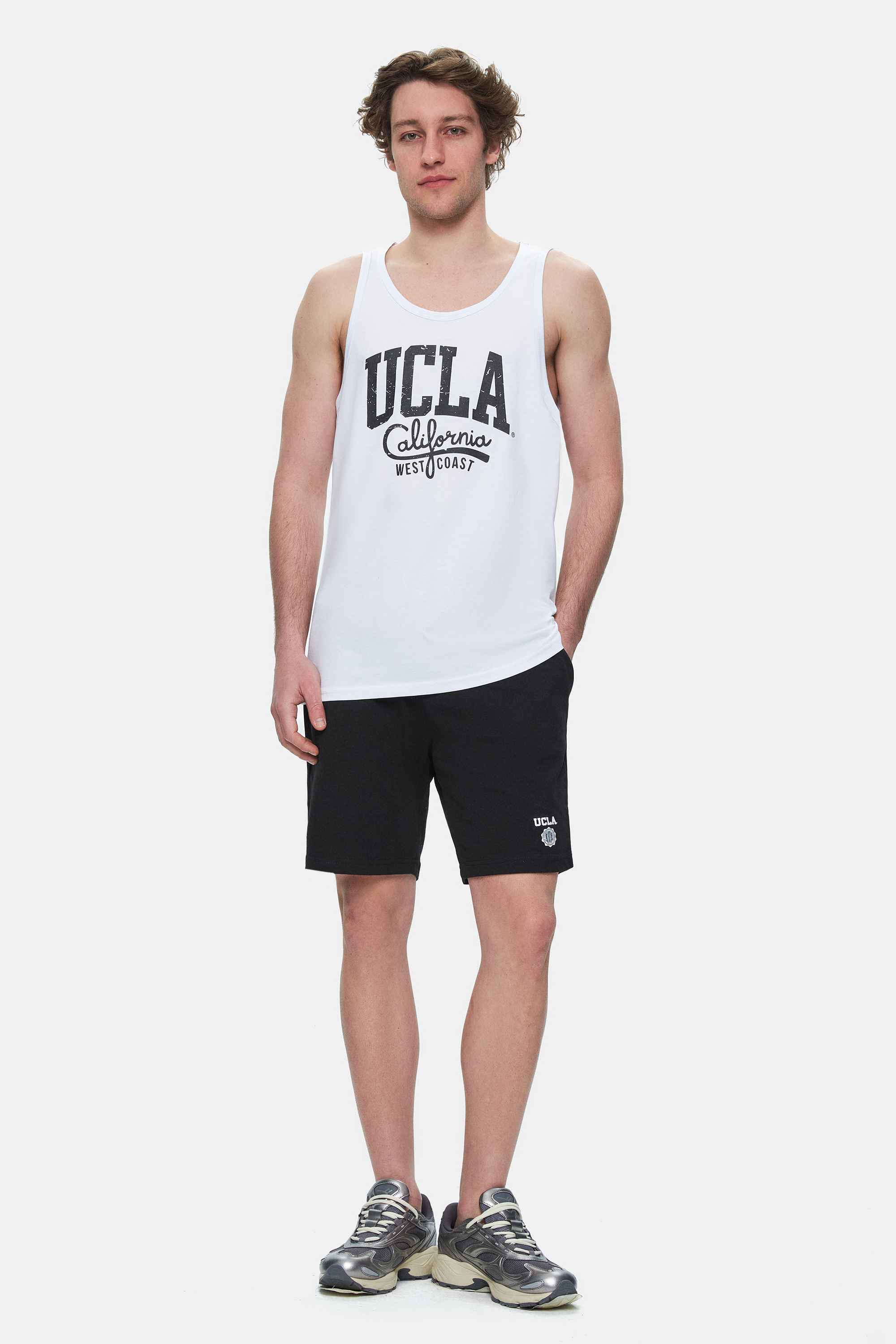 PEBBLE Beyaz Sıfır Kol Baskılı Oversize Erkek Tshirt