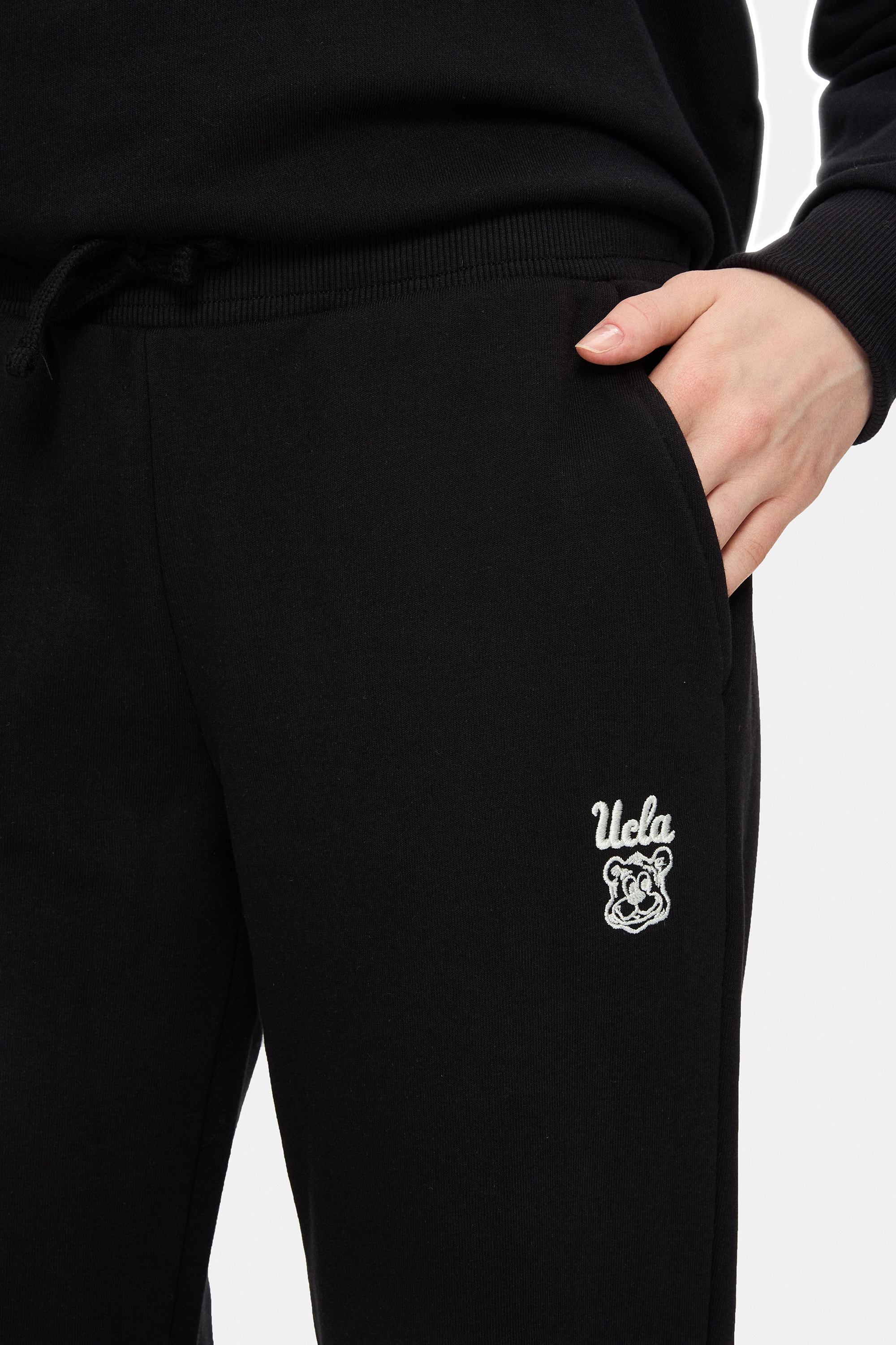 MARAIS Siyah Daralan Kesim Paçası Lastikli Baskılı Standard Fit Kadın Eşofman Alt