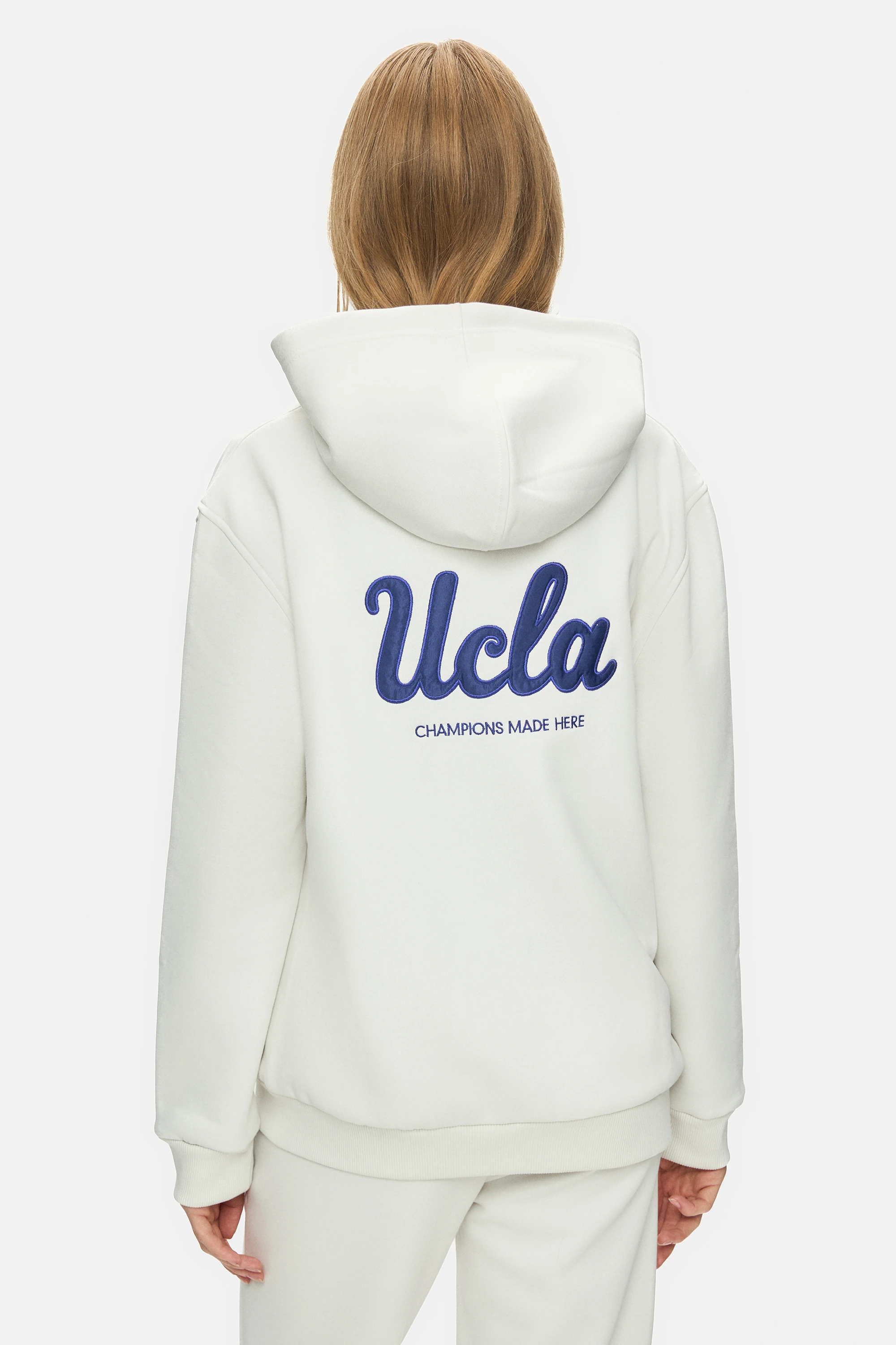 ESTHER Kemik Rengi Fermuarlı ve Cepli Şardonlu Nakışlı Loose Fit Kadın Sweatshirt