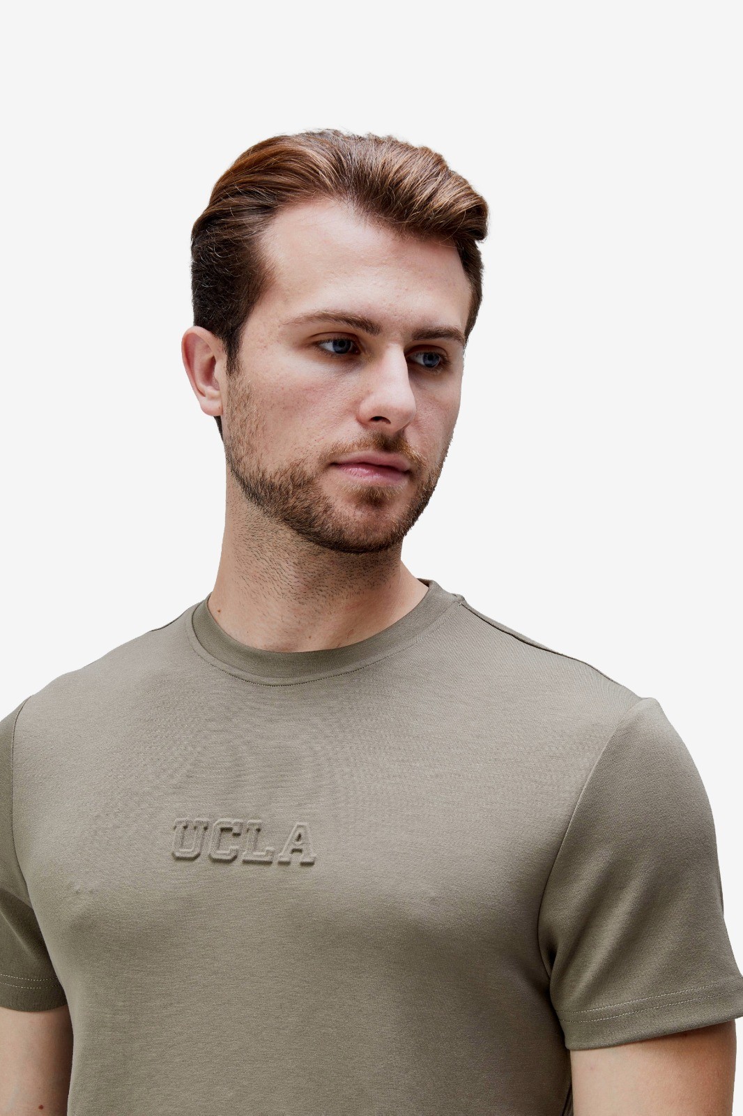 CANARY Haki Bisiklet Yaka Gofre Baskılı Modal Kumaş Standard Fit Erkek Tshirt