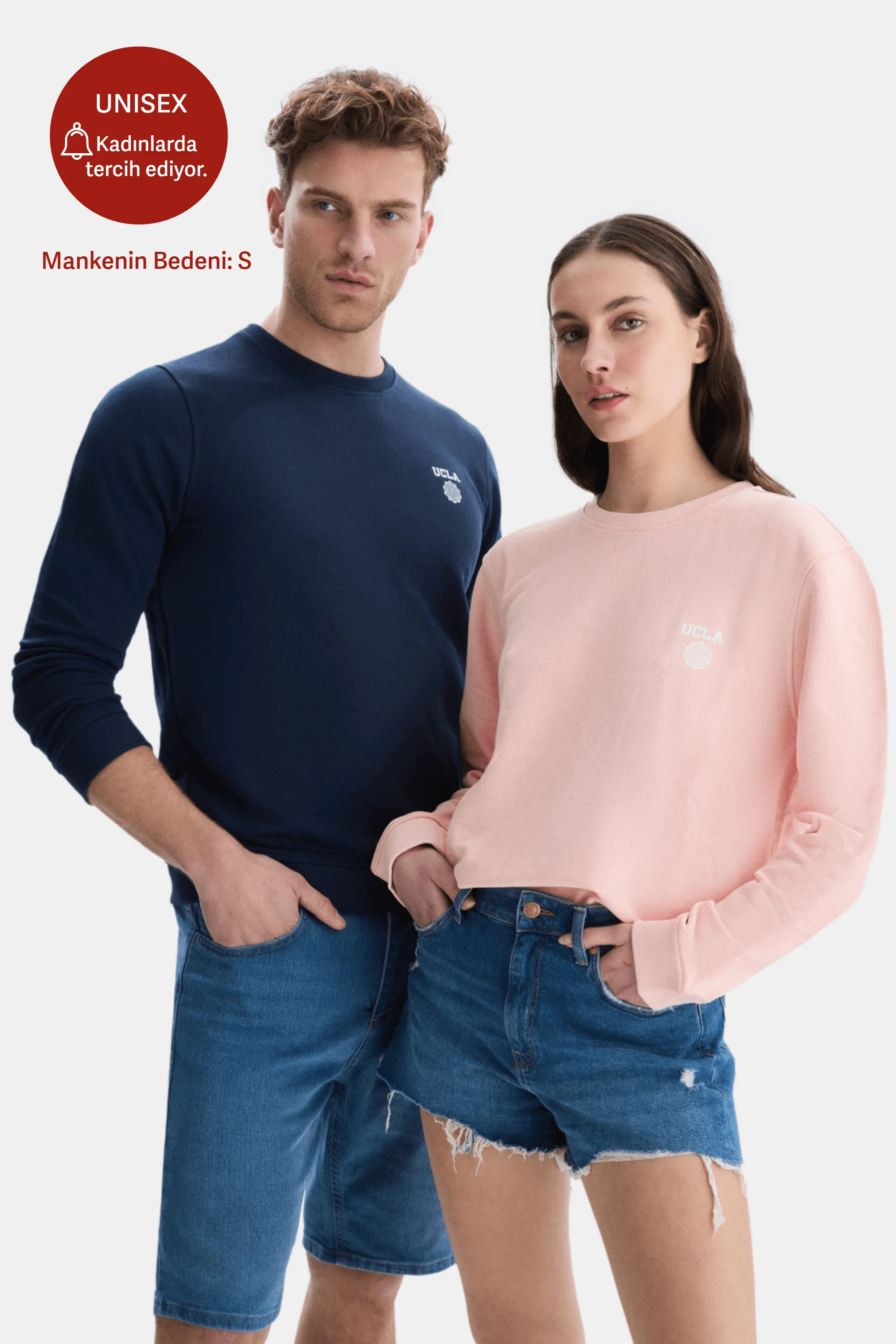 VALLEY Pembe Bisiklet Yaka Baskılı Standard Fit Erkek Sweatshirt