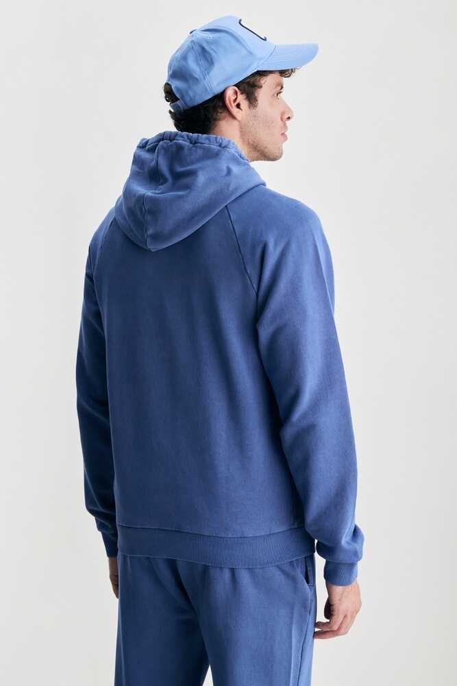 JUDE Lacivert Kapüşonlu Nakışlı Standard Fit Erkek Sweatshirt