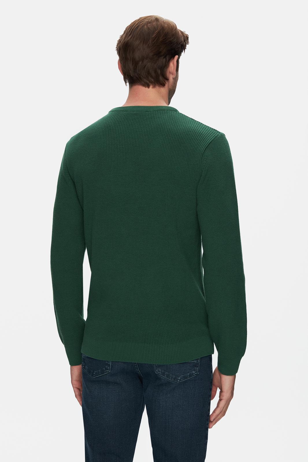 EMORY Yeşil Bisiklet Yaka Nakışlı Standard Fit Erkek Triko