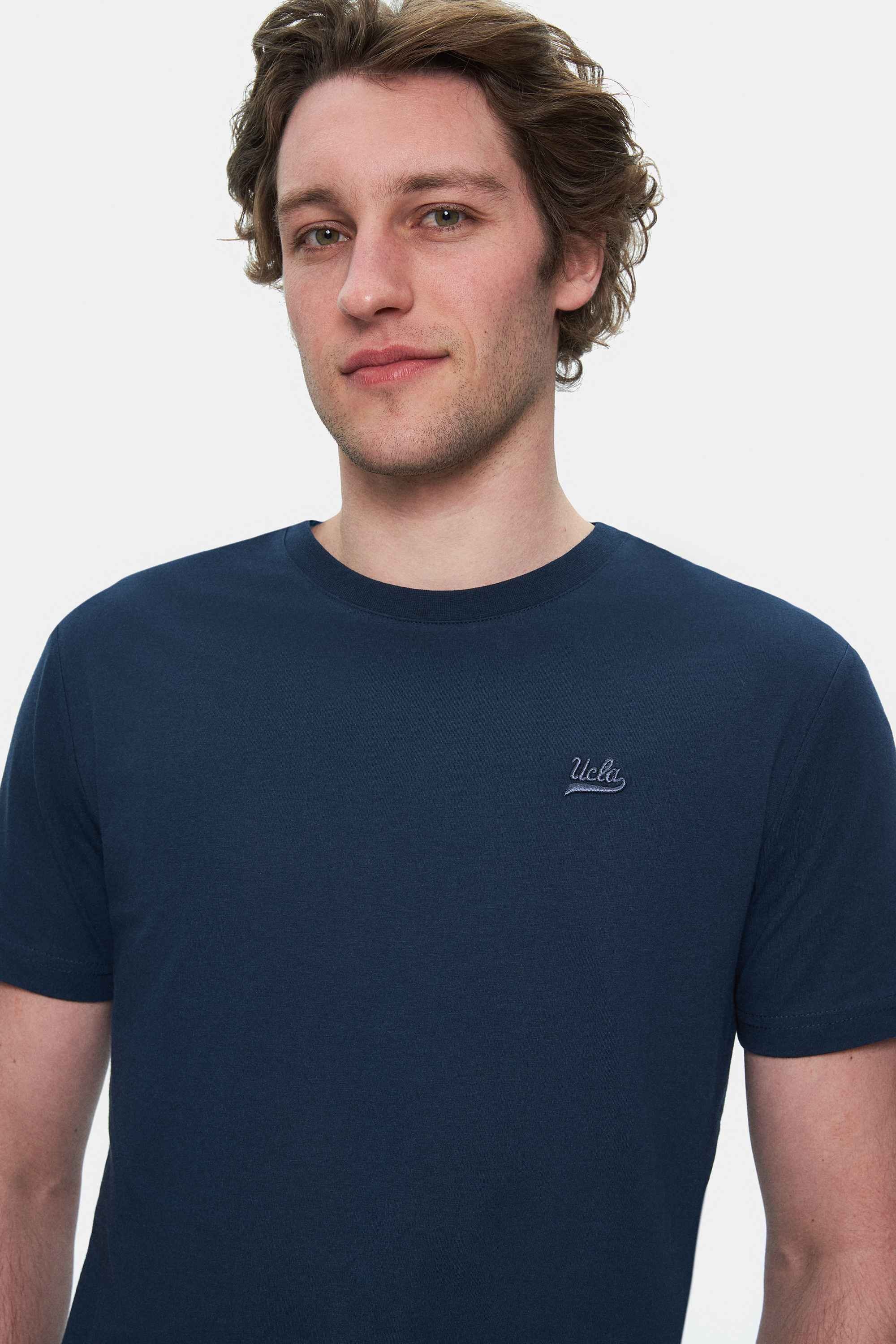 HARPER Lacivert Bisiklet Yaka Nakışlı Standard Fit Erkek Tshirt
