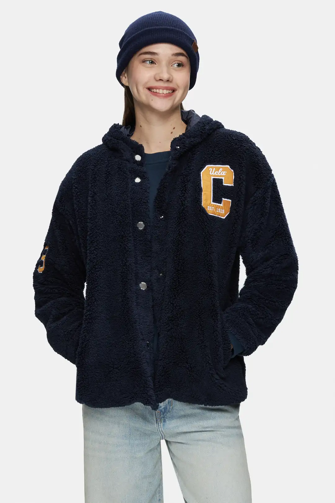 SERVILLE Lacivert Çıtçıtlı Nakışlı Oversize Kadın Ceket UCLA