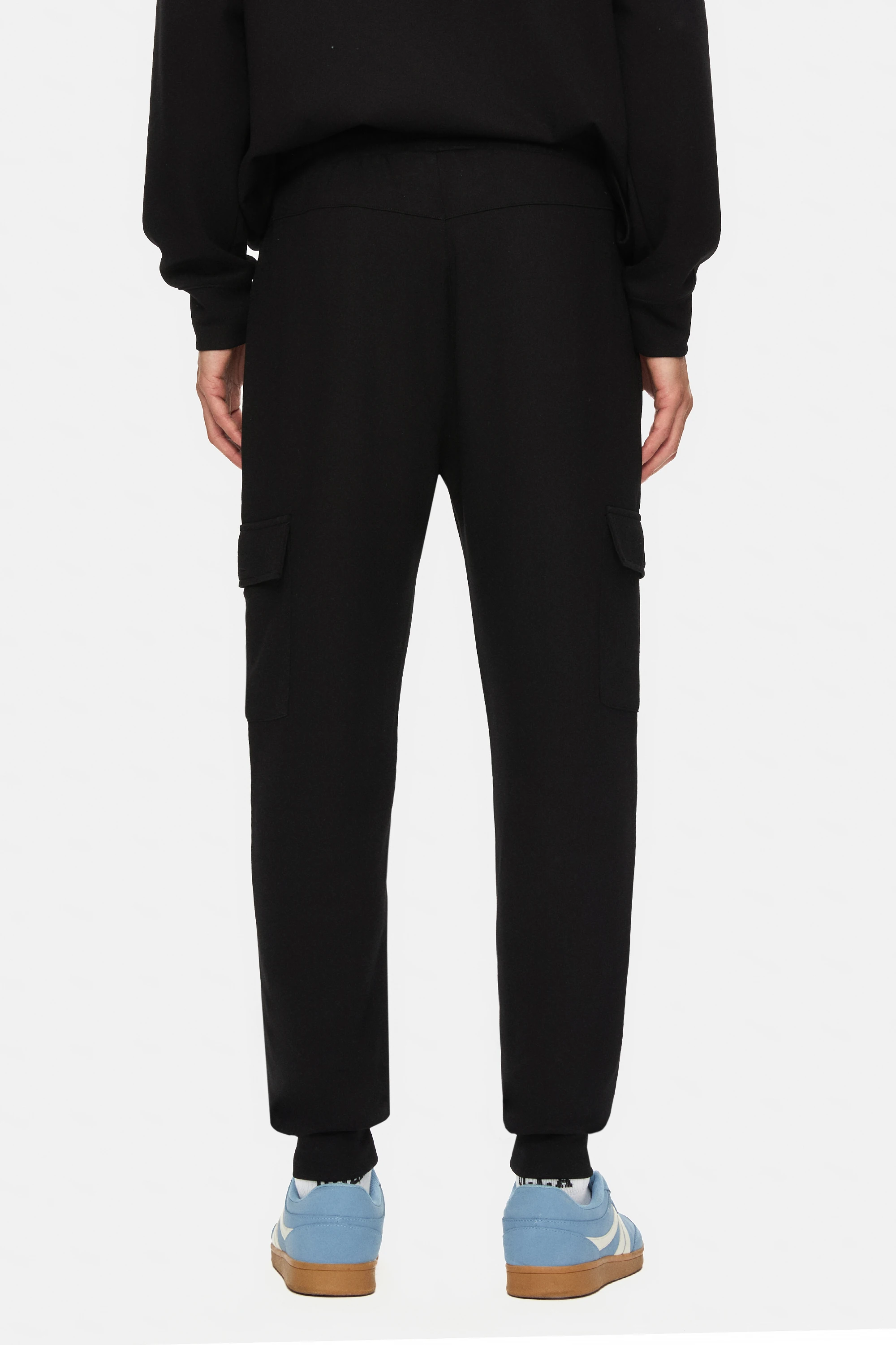 DALEY Siyah Kargo Cepli Gofre Baskı Standard Fit Erkek Eşofman Altı