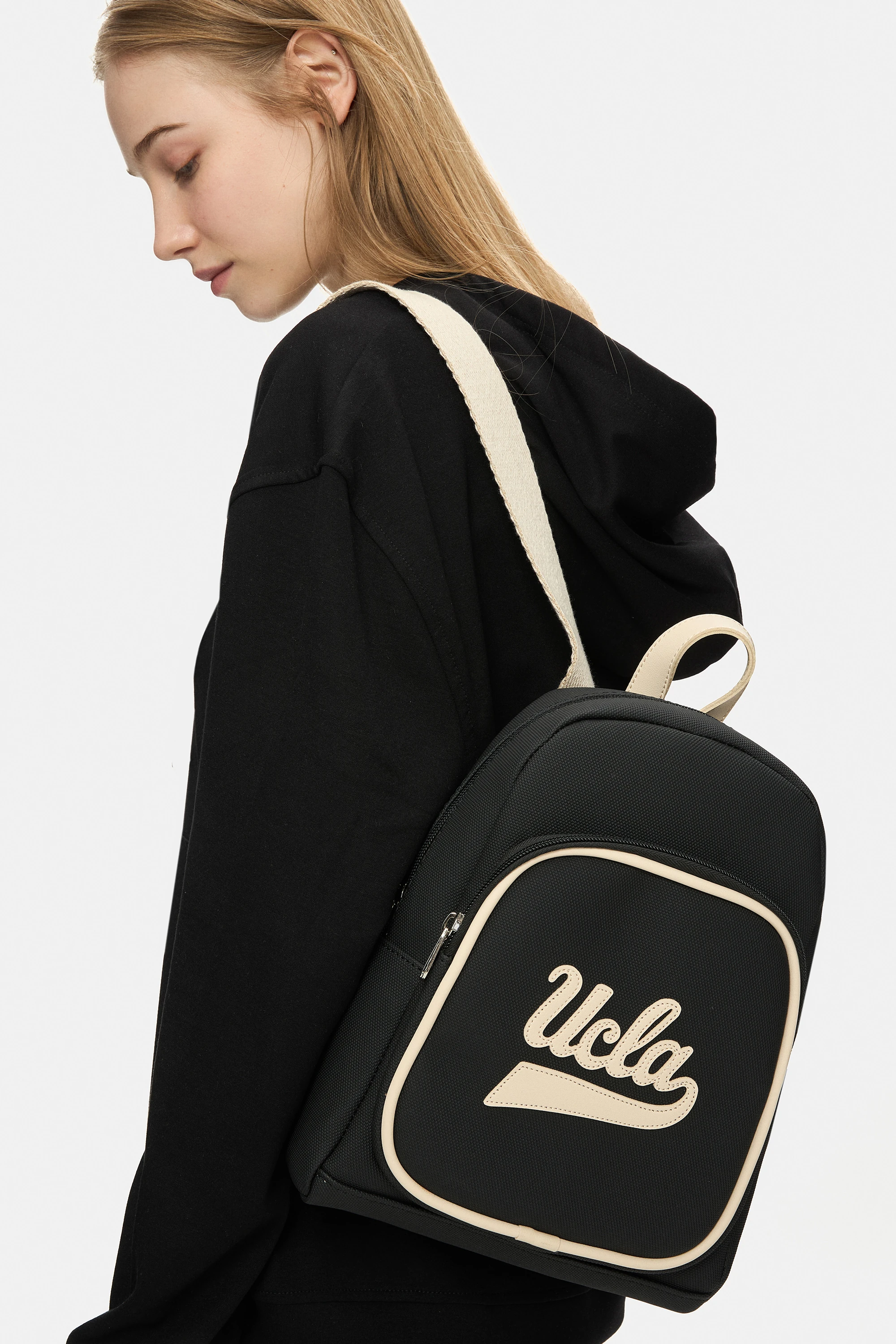 ZOE Siyah Suni Deri Midi Sırt Çantası - Kadın Çanta