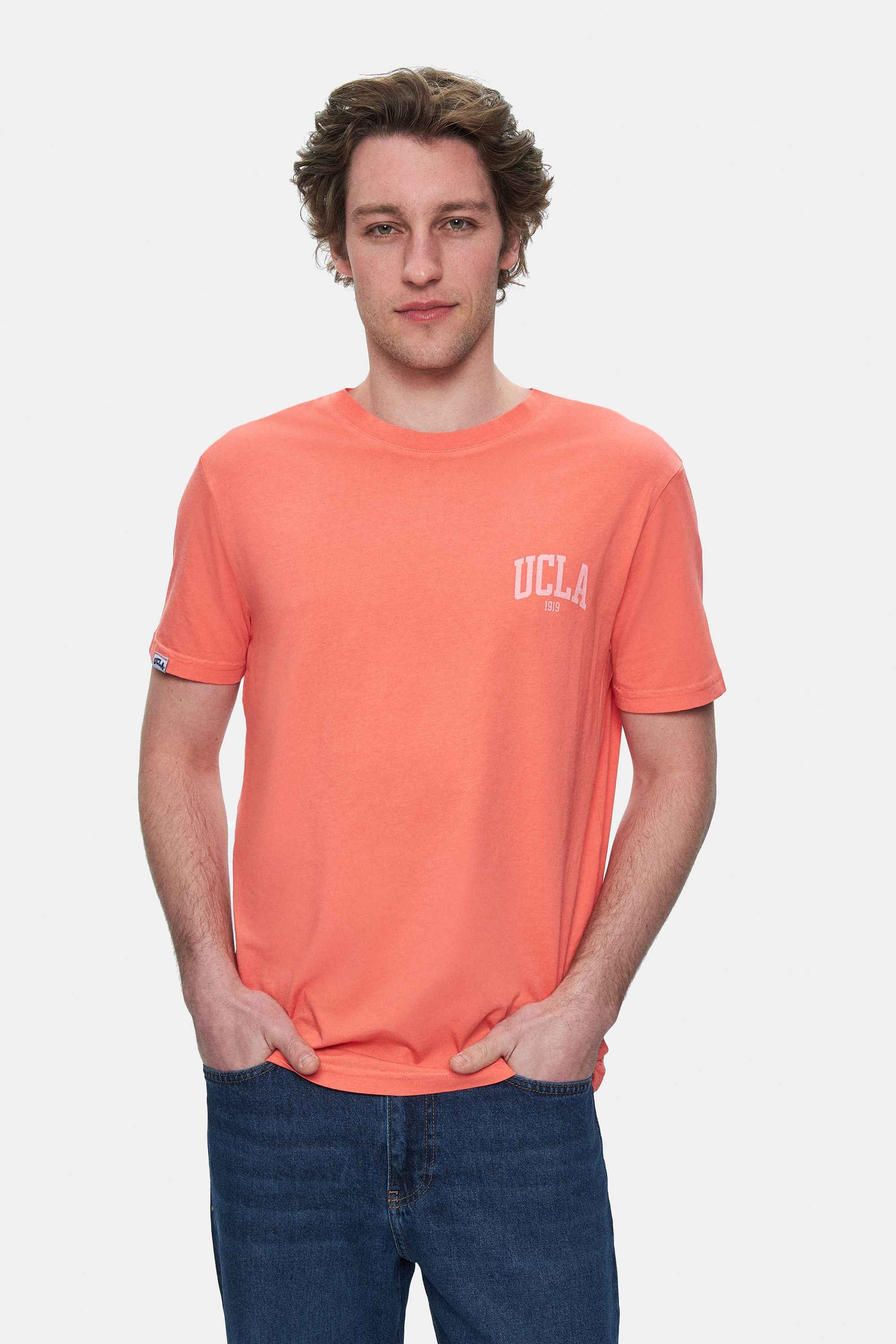 TATUM Sıcak Pembe Bisiklet Yaka Baskılı Standard Fit Erkek Tshirt