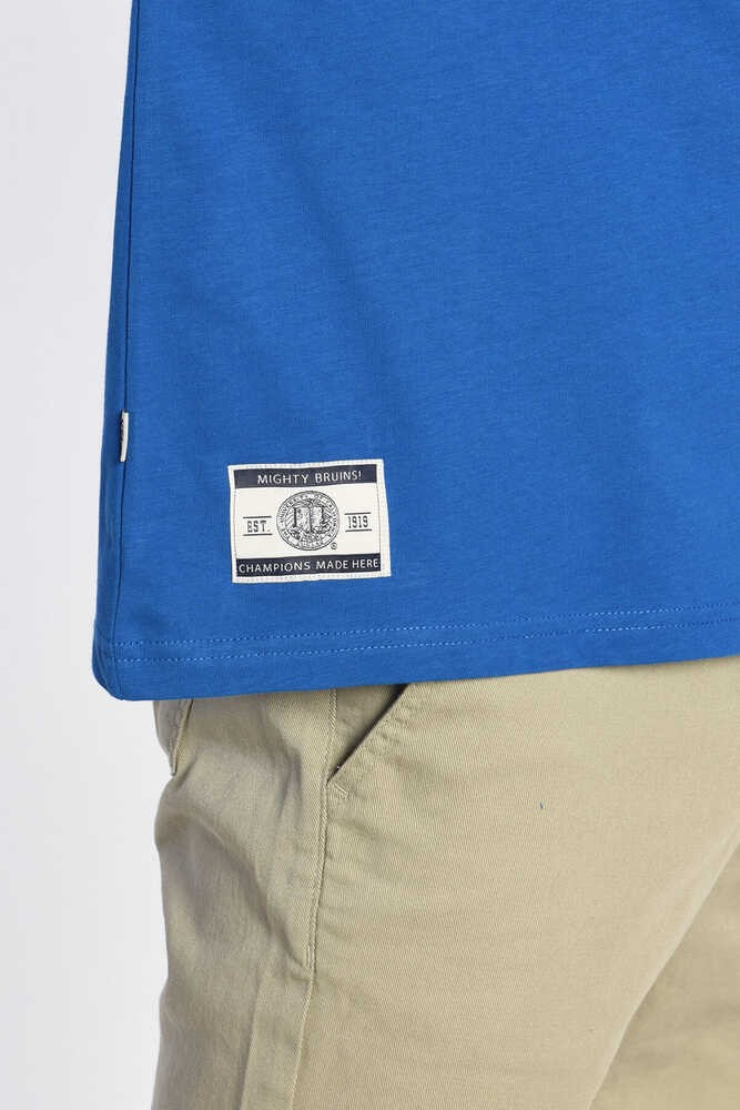 BREA Mavi Bisiklet Yaka Baskılı Oversize  Erkek Tshirt