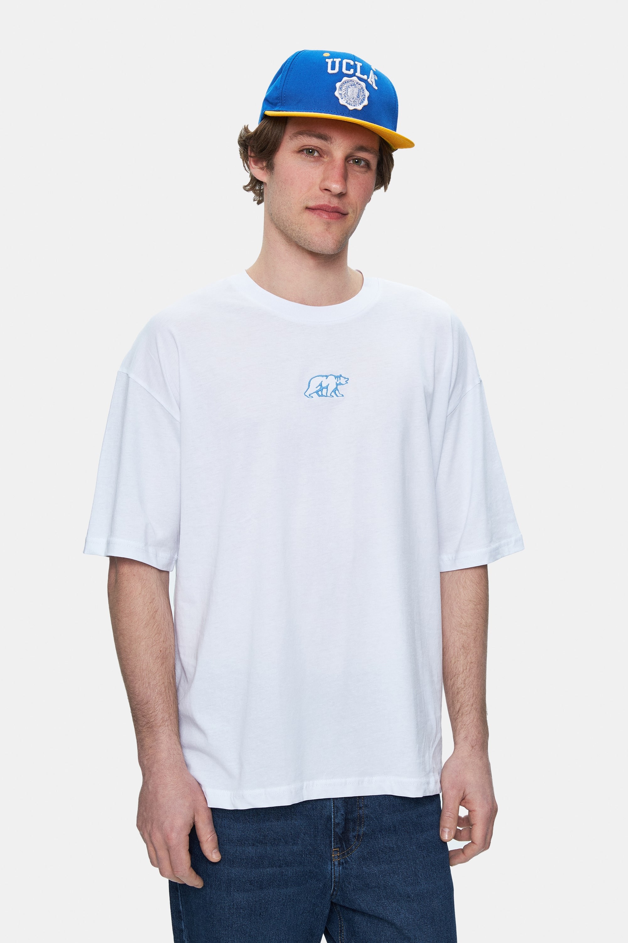 SINCLAIR Beyaz Nakışlı Bisiklet Yaka Baskılı Standard Fit Erkek Tshirt