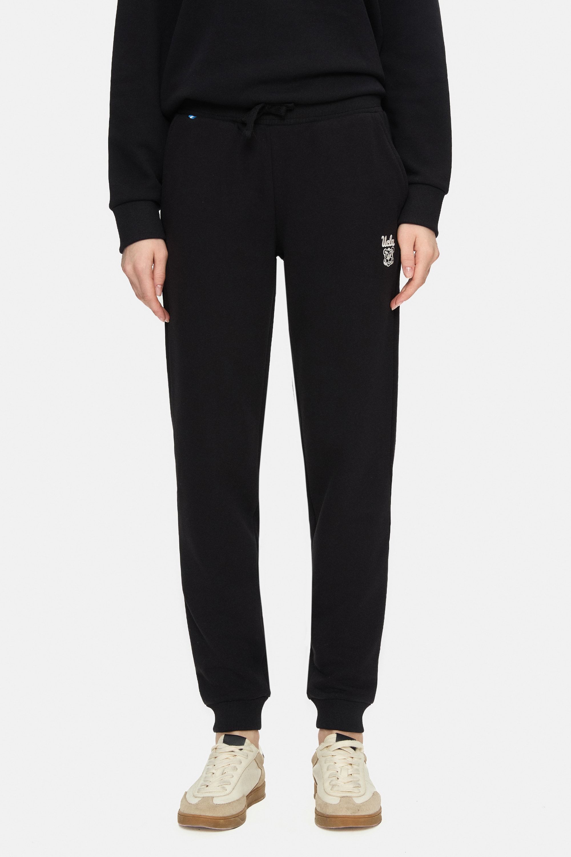 MARAIS Siyah Daralan Kesim Paçası Lastikli Baskılı Standard Fit Kadın Eşofman Alt