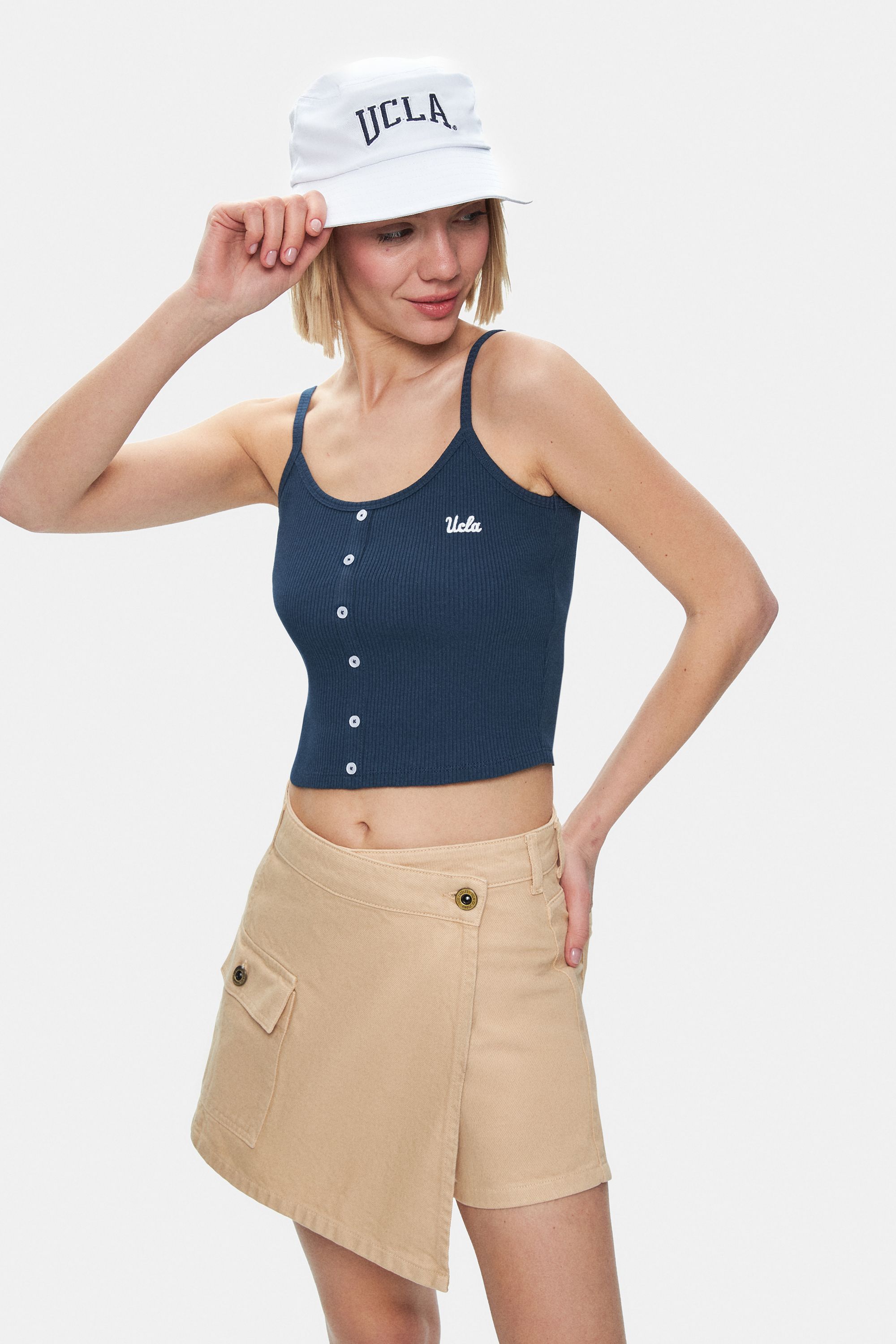 LINDA Camel Yıkamalı Denim Şort Etek Standard Fit Kadın Şort