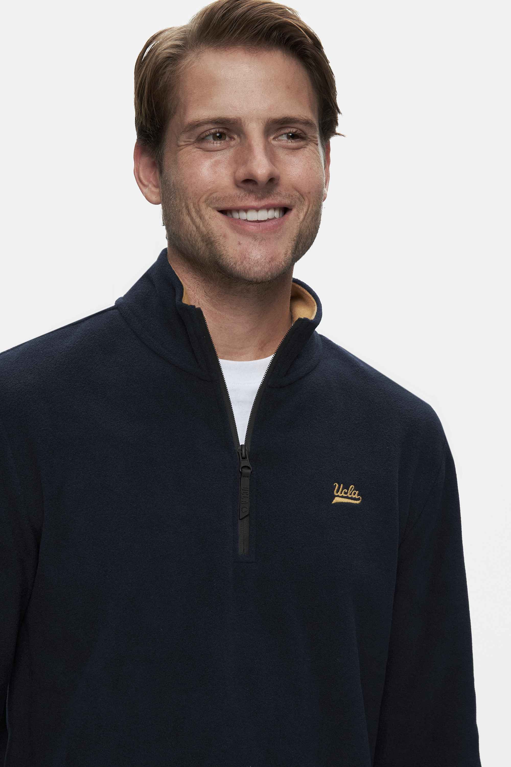 GREMIO Lacivert Polar Dik Yaka Nakışlı Standard Fit Erkek Sweatshirt