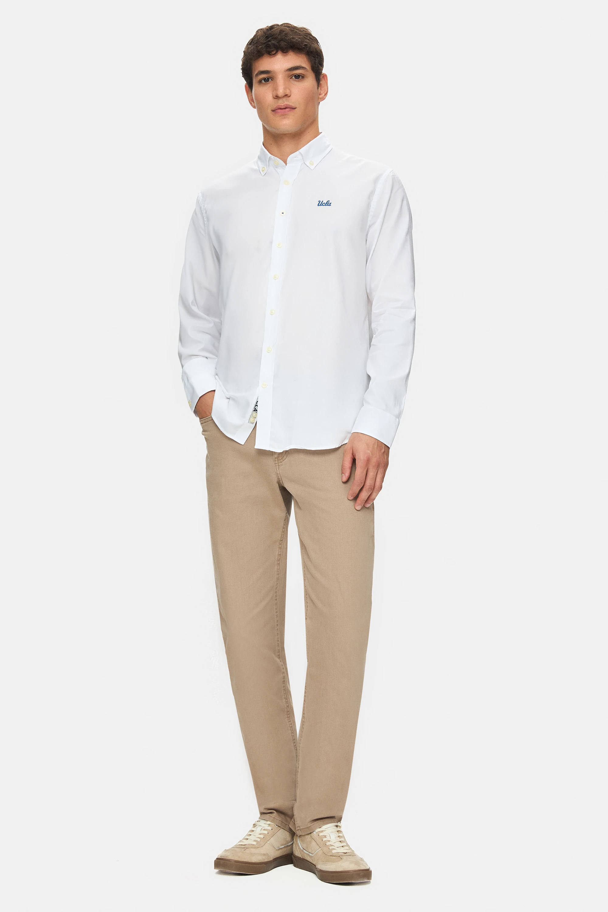 JACKSON Beyaz Oxford Nakışlı Standard Fit ERKEK Gömlek